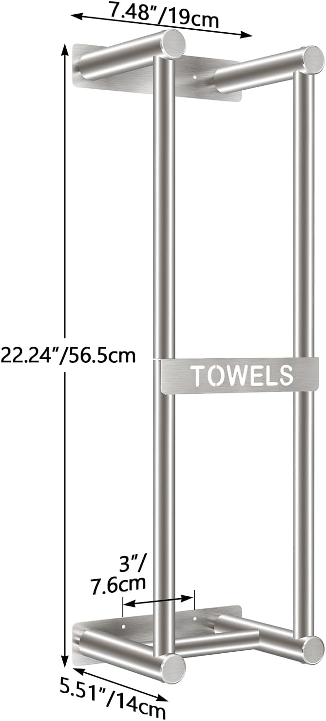 Towel Racks for Bathroom, STWWO Towel Storage for Small Bathroom 22inch, Stainless Steel Towel Rack Wall Mounted for Bath Towel, Brushed Nickel