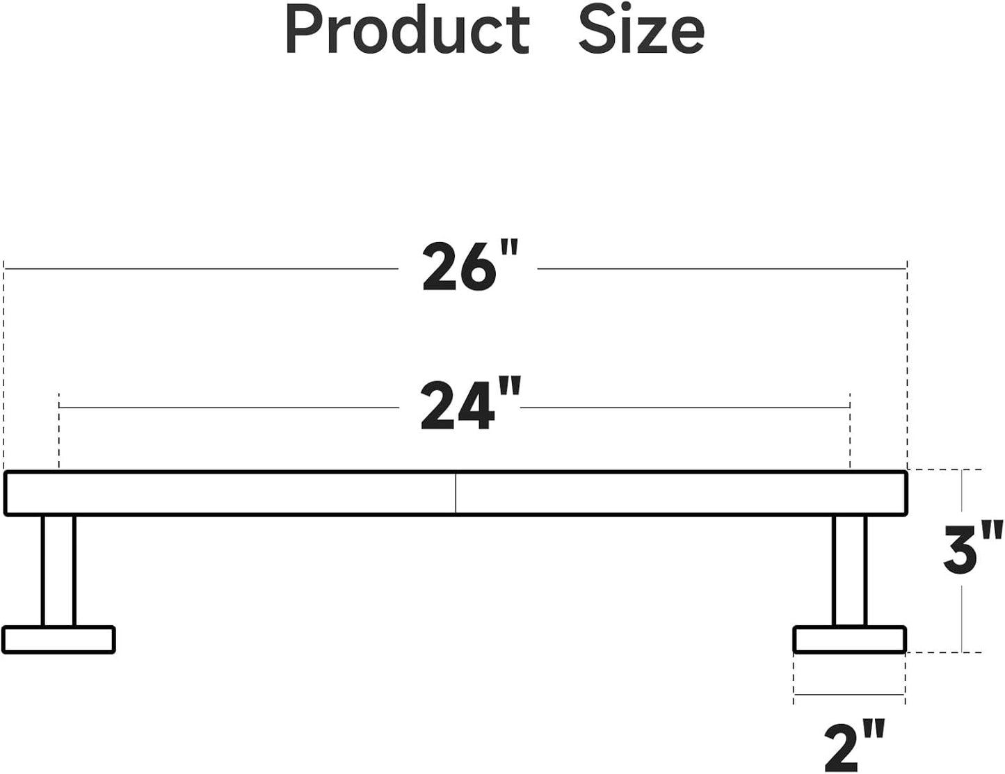 USHOWER Brushed Nickel Towel Bar, 24-Inch Towel Rack for Bathroom Wall Mounted, Thicken SUS304 Stainless Steel Towel Rod Modern Home Decor (Total Length 26-Inch)