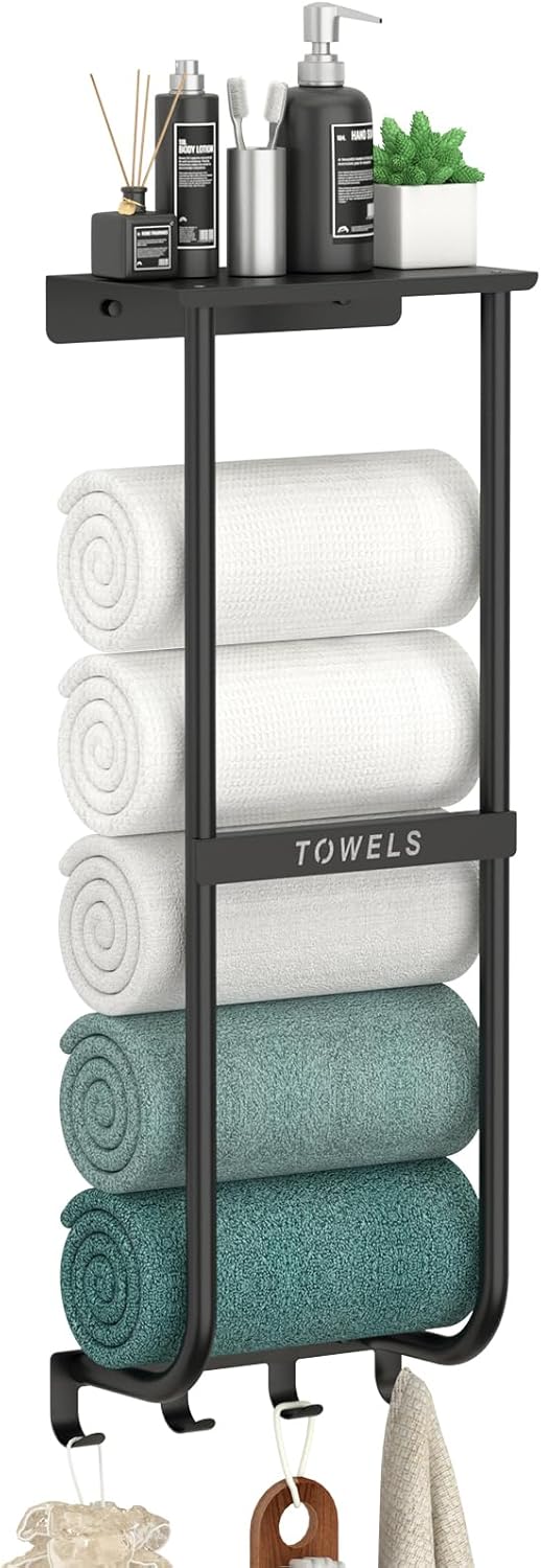 Stainless Steel Wall-Mounted Bathroom Towel Rack and Organizer for Rolled Towels, Ideal for Modern Small Bathrooms with Limited Space, Sleek and Chic Sliver Design.