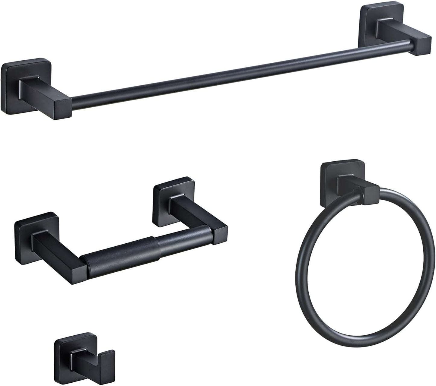 Brushed Nickel Bathroom Hardware Set 4 Pieces,Towel Bar Set Stainless Steel Wall Mounted, Includes 16In Hand Towel Bar, Towel Ring, Robe Towel Hooks,Toilet Paper Holder, Bathroom Towel Rack Set…