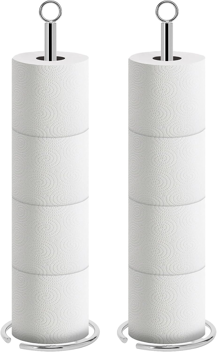 NearMoon Bath Toilet Paper Holder Stand, Free Standing Tissue Paper Storage with Reserve, Space Toilet 4 Rolls Holder for Bathroom/Kitchen Countertop-All Metal (1 Pack, Matte Black)