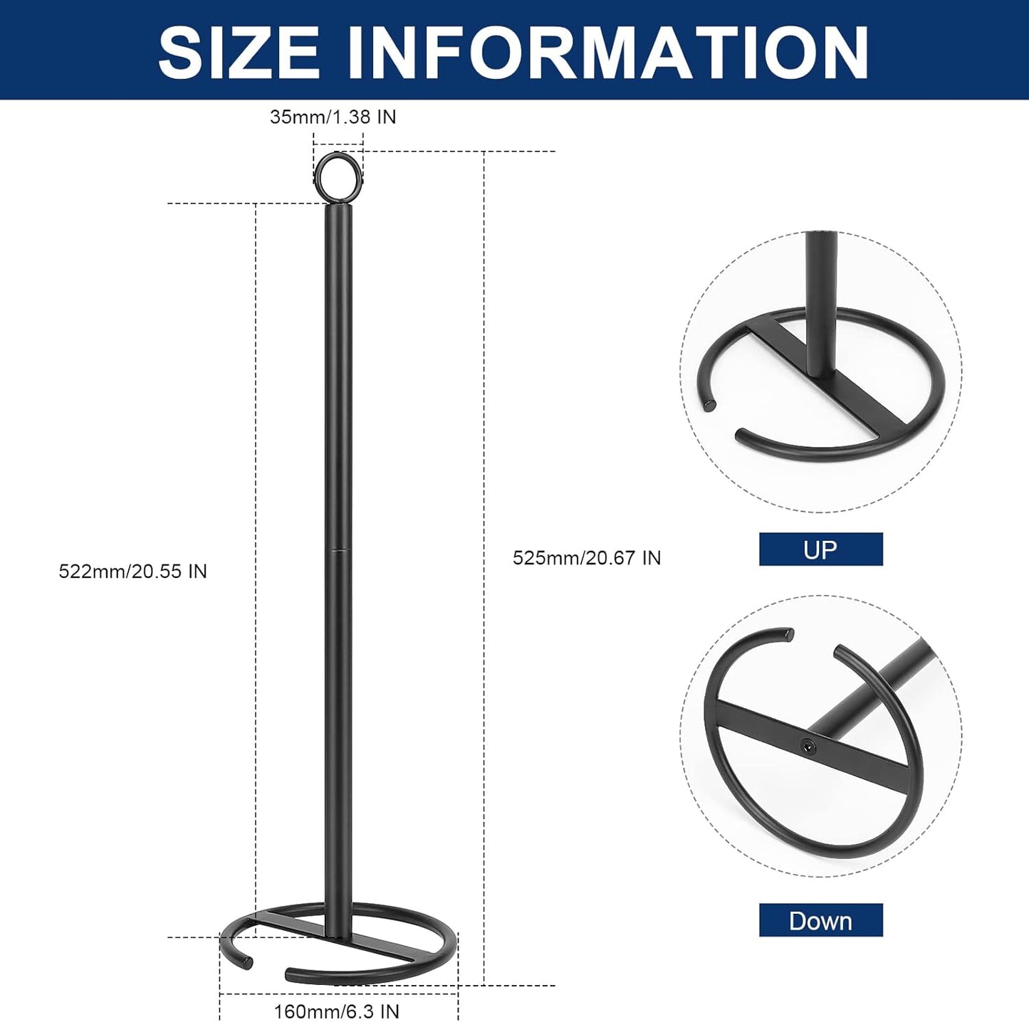 NearMoon Bath Toilet Paper Holder Stand, Free Standing Tissue Paper Storage with Reserve, Space Toilet 4 Rolls Holder for Bathroom/Kitchen Countertop-All Metal (1 Pack, Matte Black)
