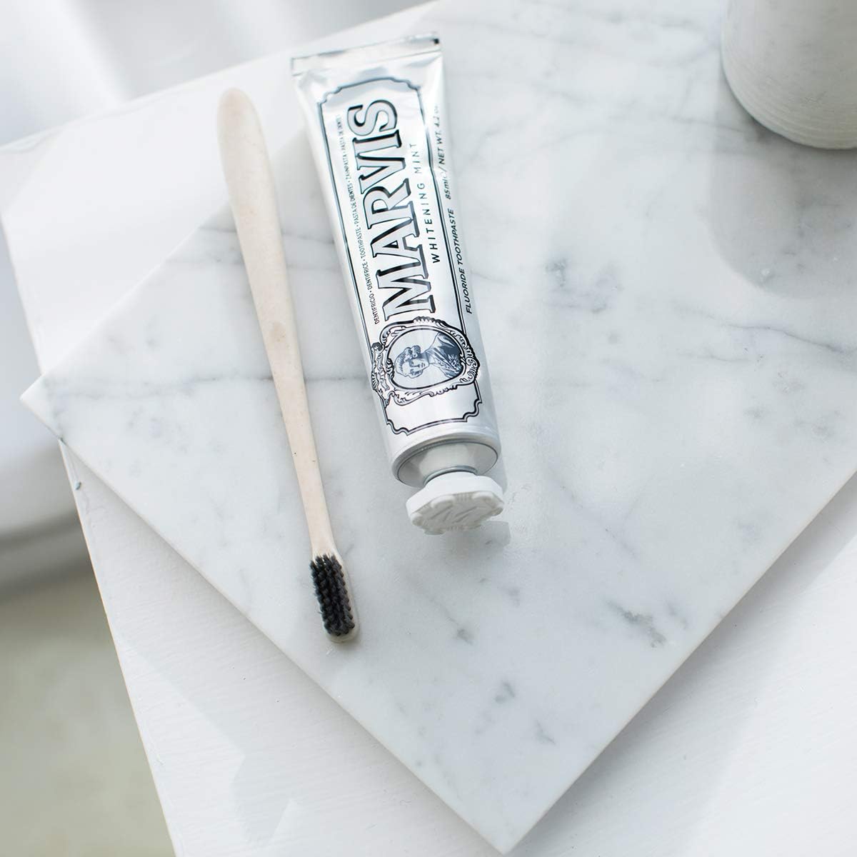 Large Marble Bathroom Tray for Counter White Vanity Tray for Home Decor/Kitchen/Dresser, Guest Towel Holder Tray Napkin Holder for Bathroom, Non-Resin/Non-Ceramic