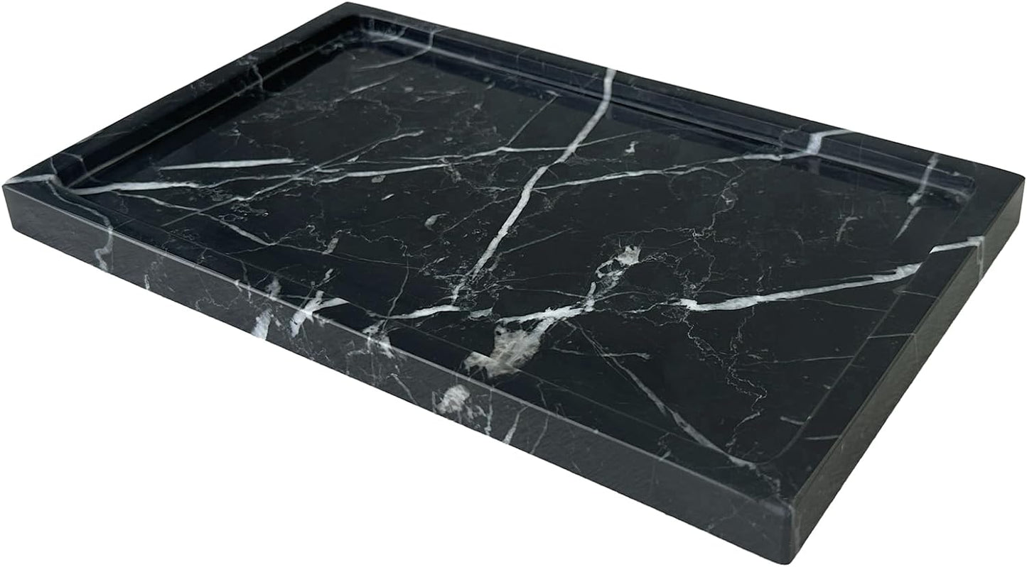 Natural Marble Vanity Tray, 9.8"x5.9" Genuine Calacatta Viola Marble Tray for Bathroom/Kitchen/Dresser
