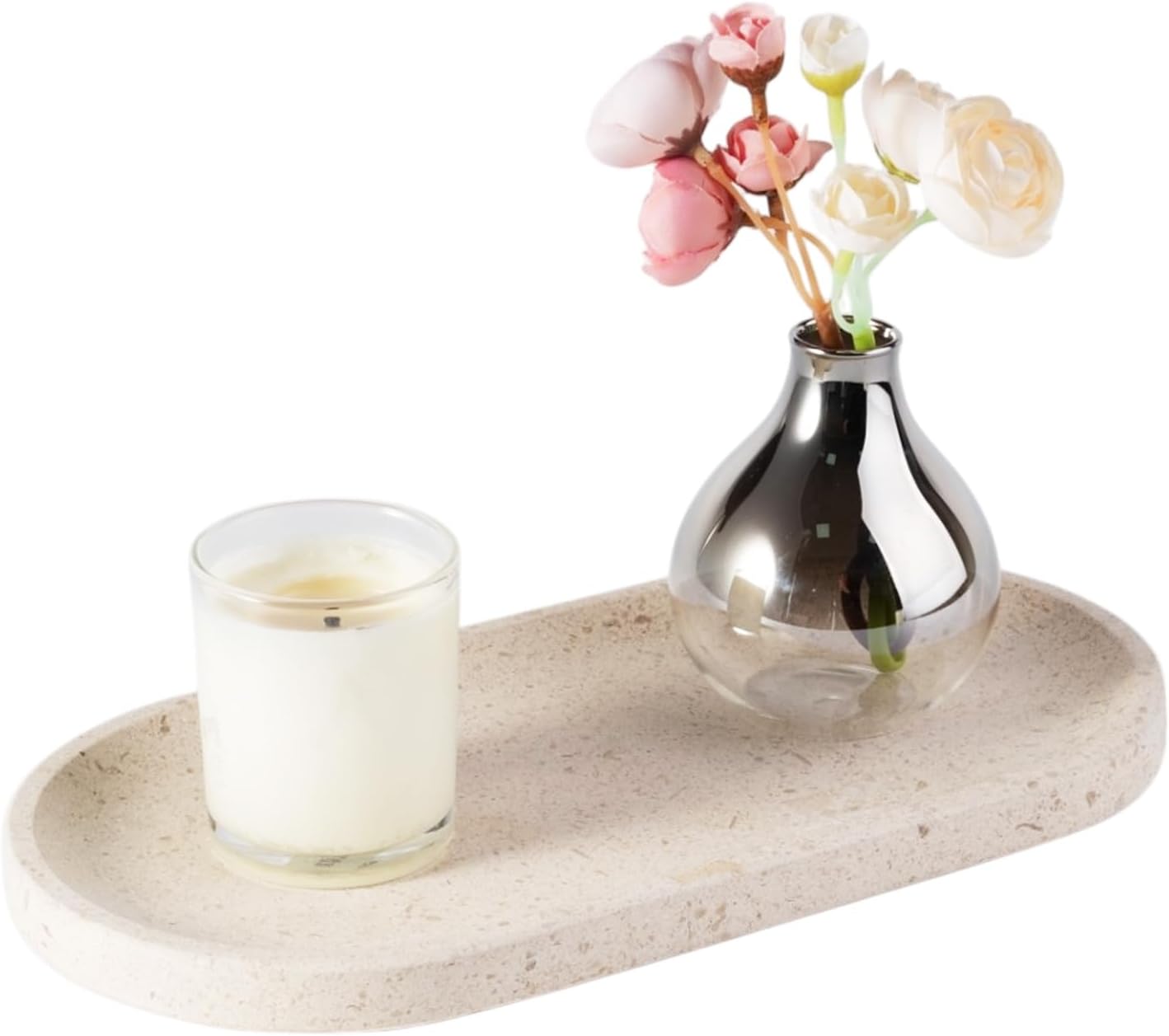 Koville Natural Decorative Marble Bathroom Tray, 12"x6" Calacatta Viola Marble Catchall Tray for Bathroom, Stone Perfume Trays Jewelry Dish for Dresser, Stone Storage Trays for Home Decor