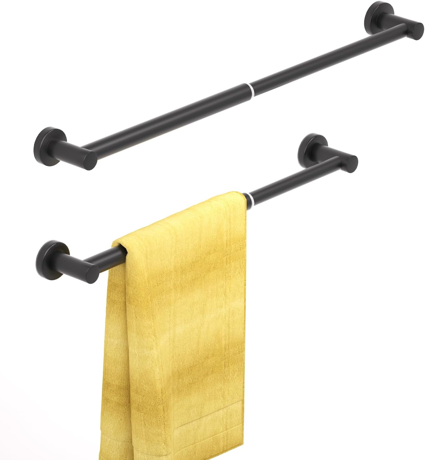 Adjustable Towel Bar, HOMOTEK Economical Bathroom Towel Holder Rod from 12 Inch to 22 Inch Single Towel Racks, Wall Mount Towel Rail, Towel Hanger Hook for Kitchen(1 Pack Brushed Stainless Steel)