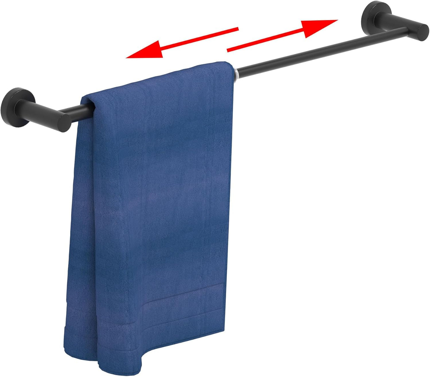 Adjustable Towel Bar, HOMOTEK Economical Bathroom Towel Holder Rod from 12 Inch to 22 Inch Single Towel Racks, Wall Mount Towel Rail, Towel Hanger Hook for Kitchen(1 Pack Brushed Stainless Steel)