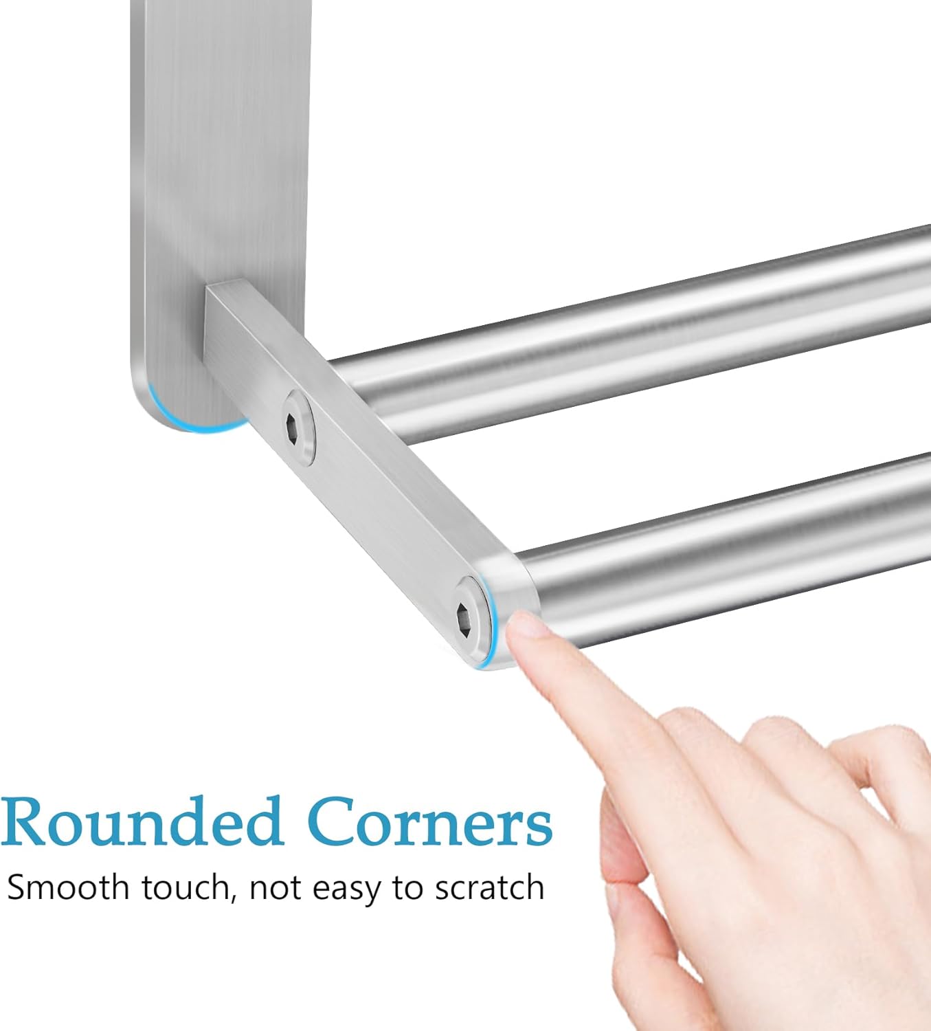 Towel Racks for Bathroom - 24 in Bath Towel Shelf with Double Towel Bar, Stainless Steel Towel Storage for Lavatory Wall Mounted, 2-Tier Towel Hanger Towel Holder, Brushed Nickel