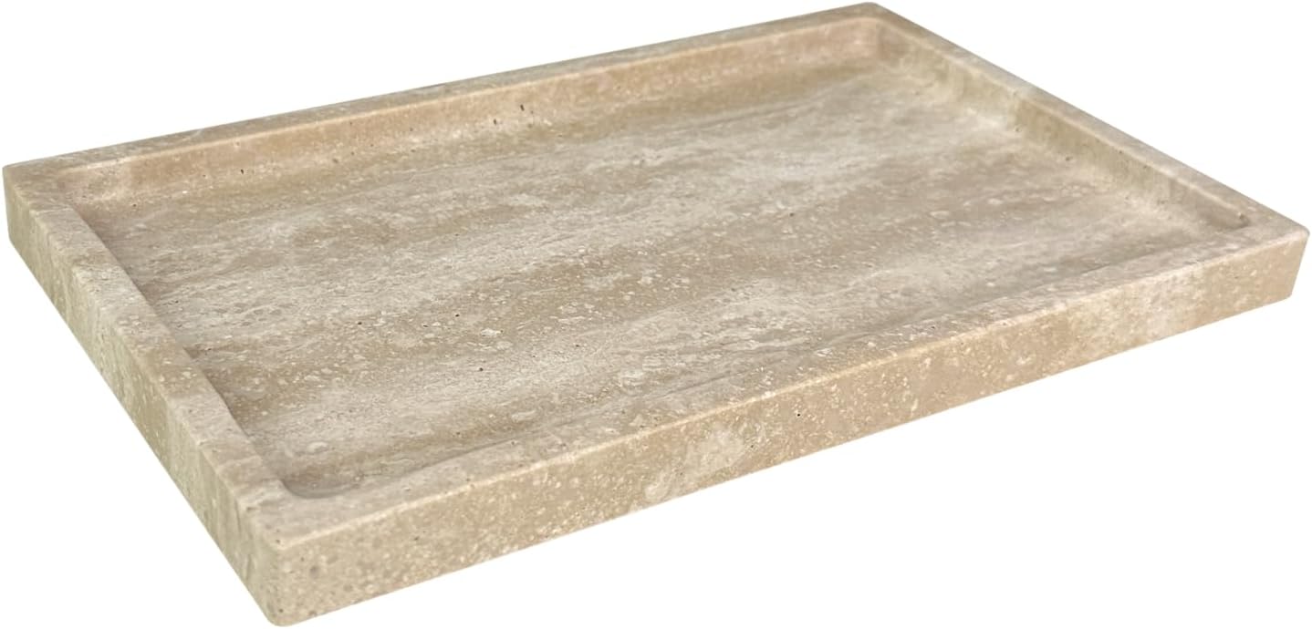 Natural Marble Vanity Tray, 9.8"x5.9" Genuine Calacatta Viola Marble Tray for Bathroom/Kitchen/Dresser