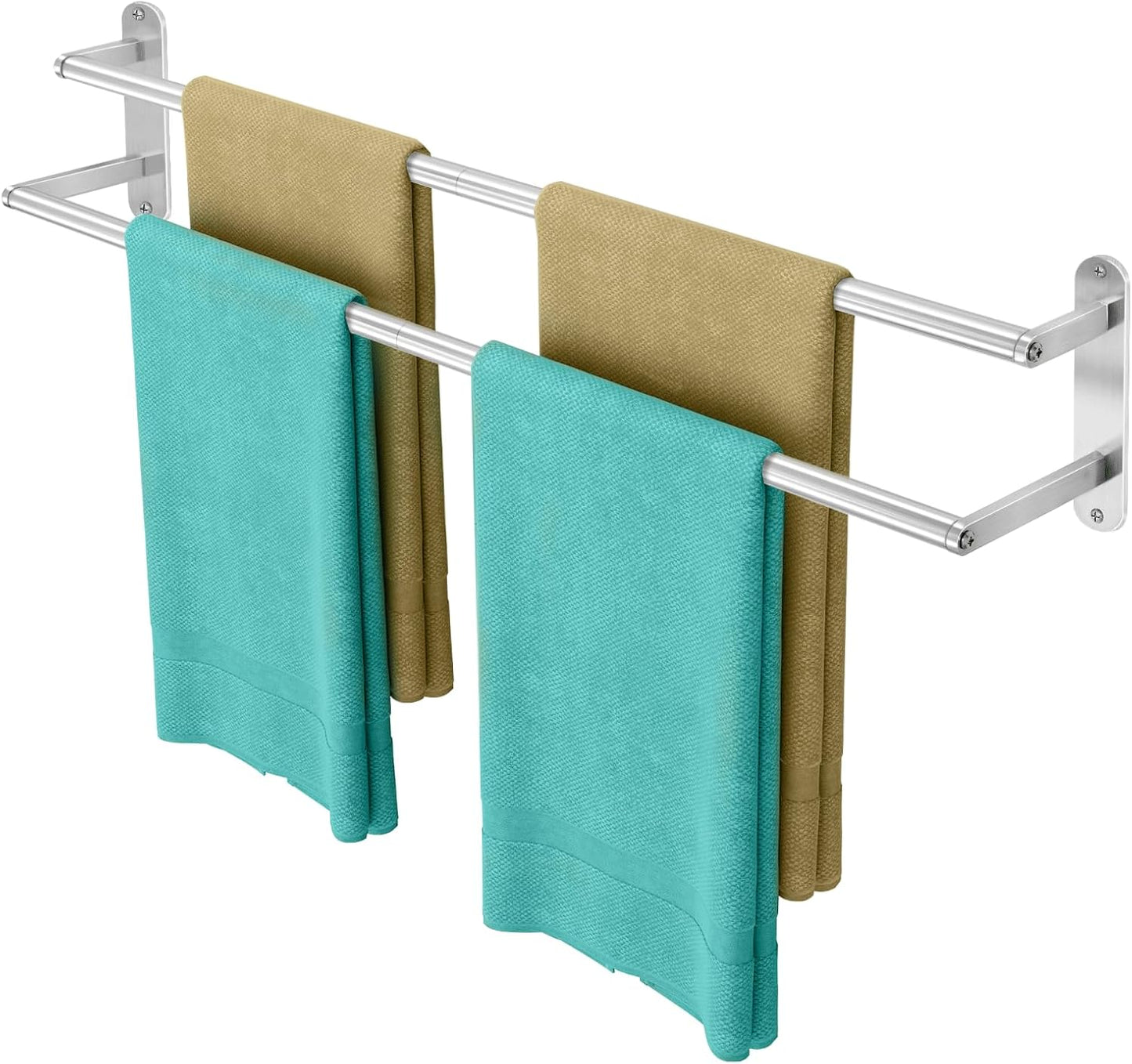 Towel Rack for Bathroom, Double Towel Bar 24Inch, Stainless Steel Bathroom Towel Holder, Double Towel Hanger Wall Mounted Towel Rod, Bathroom Towel Rack(Brushed Nickel)