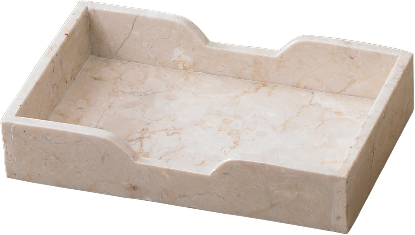 Creative Home Natural Java Marble Tray Handcrafted Stone Organizer for Bathroom Vanity Office Entryway Not Plastic Elegant Catchall for Skincare Jewelry Stationery, 6.5 x 16.5 x 1.5 H Inch