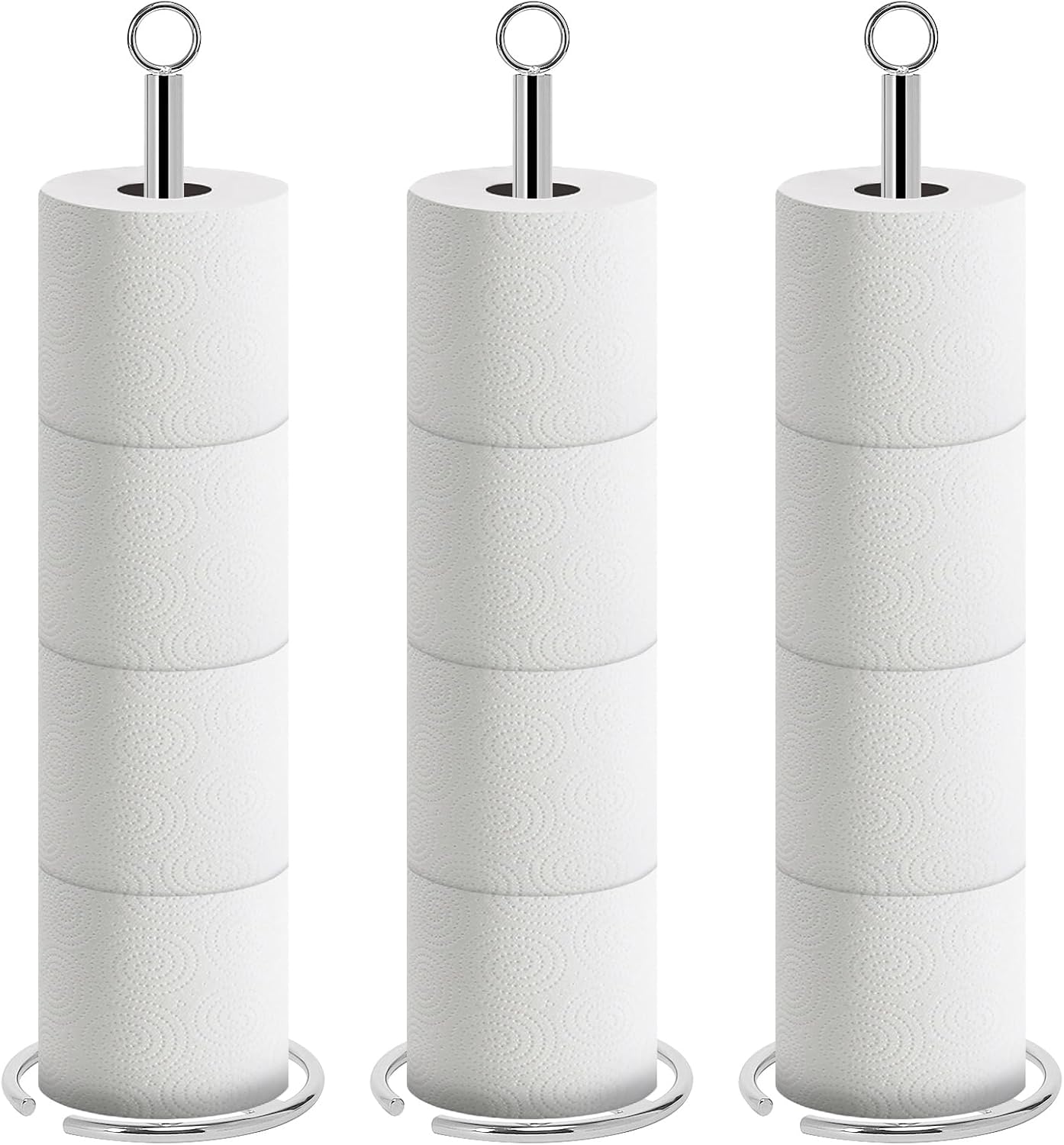 NearMoon Bath Toilet Paper Holder Stand, Free Standing Tissue Paper Storage with Reserve, Space Toilet 4 Rolls Holder for Bathroom/Kitchen Countertop-All Metal (1 Pack, Matte Black)