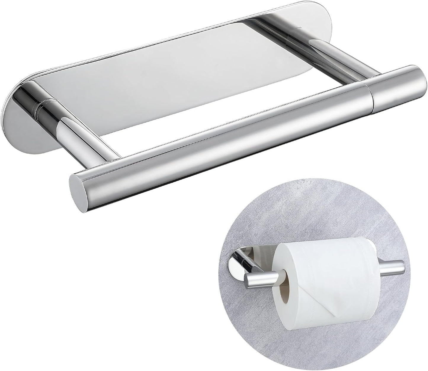 Brushed Gold Toilet Paper Holder, Upgraded SUS304 Stainless Steel Toilet Roll Holder, Modern Double Base Paper Towel Holder Wall Mount for Bathroom, Kitchen, Washroom