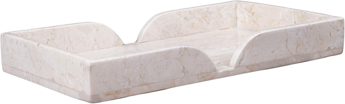 Creative Home Natural Java Marble Tray Handcrafted Stone Organizer for Bathroom Vanity Office Entryway Not Plastic Elegant Catchall for Skincare Jewelry Stationery, 6.5 x 16.5 x 1.5 H Inch