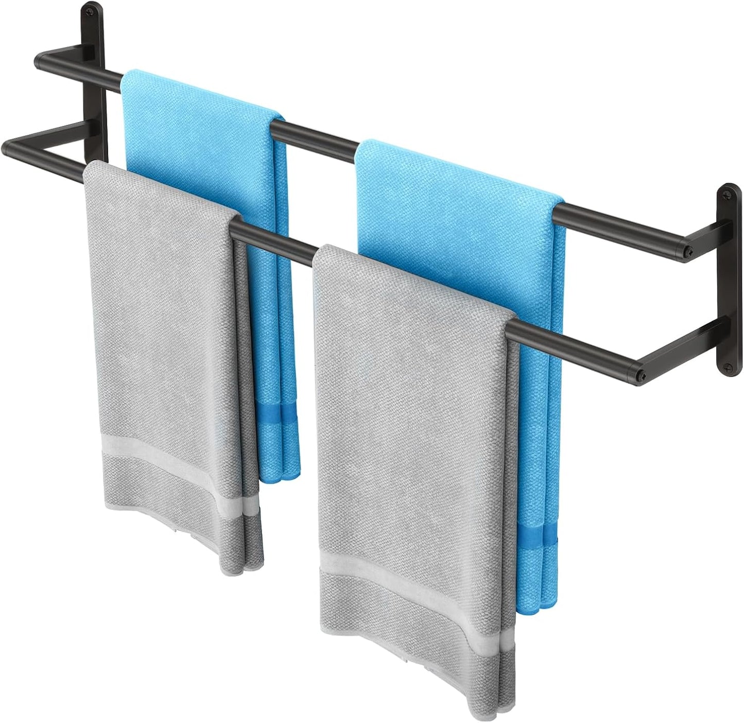 Double Towel Bar, 24Inch Towel Rack for Bathroom, Stainless Steel Double Bath Towel Bar, Wall Mounted Towel Holder, Double Towel Rod Towel Rail Hanger for Wall, Kitchen (Brush Nickel)