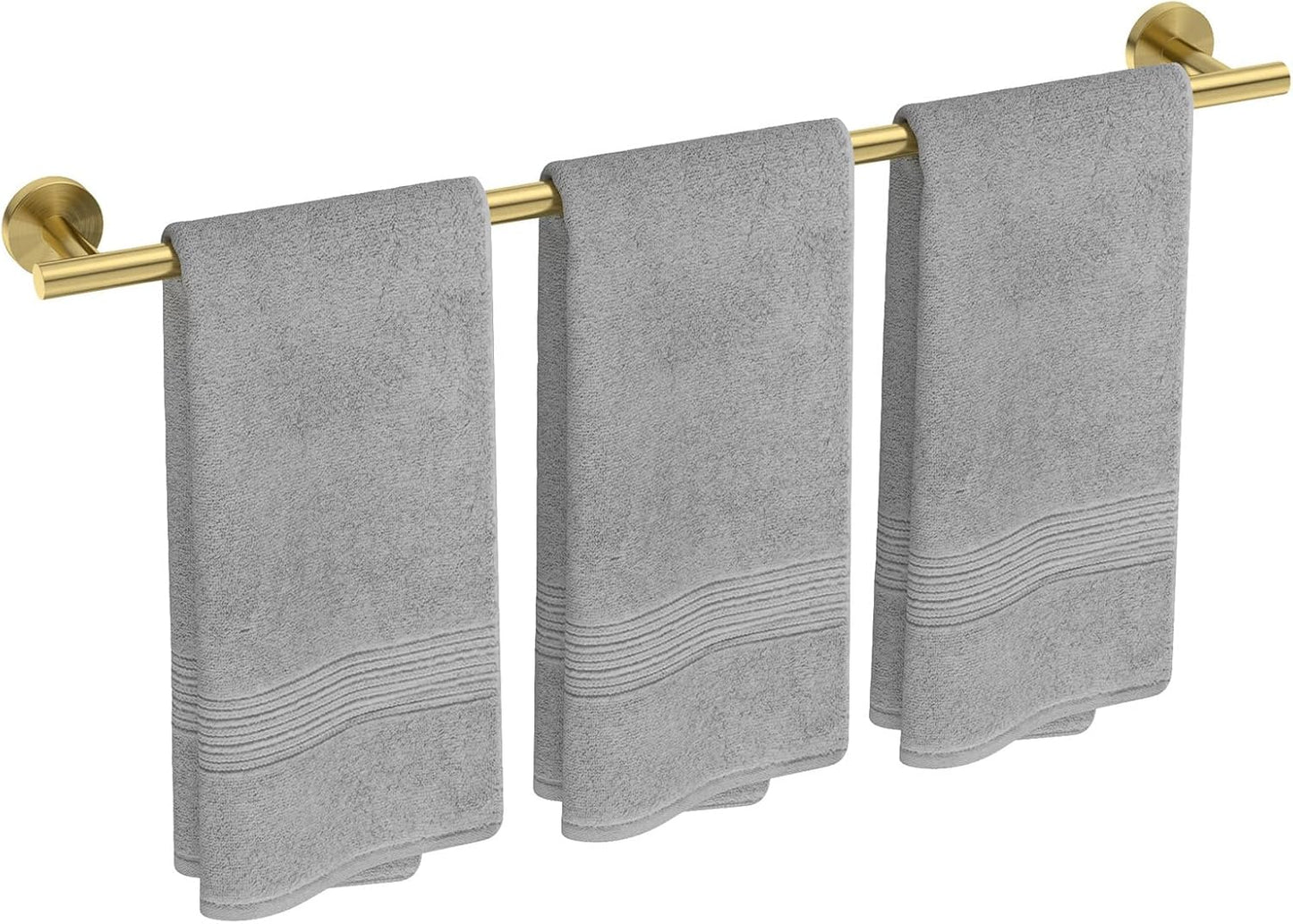 USHOWER Brushed Nickel Towel Bar, 24-Inch Towel Rack for Bathroom Wall Mounted, Thicken SUS304 Stainless Steel Towel Rod Modern Home Decor (Total Length 26-Inch)