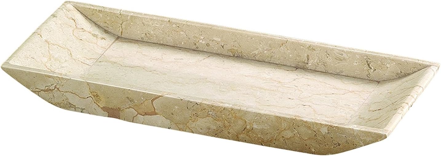 Creative Home Natural Java Marble Tray Handcrafted Stone Organizer for Bathroom Vanity Office Entryway Not Plastic Elegant Catchall for Skincare Jewelry Stationery, 6.5 x 16.5 x 1.5 H Inch