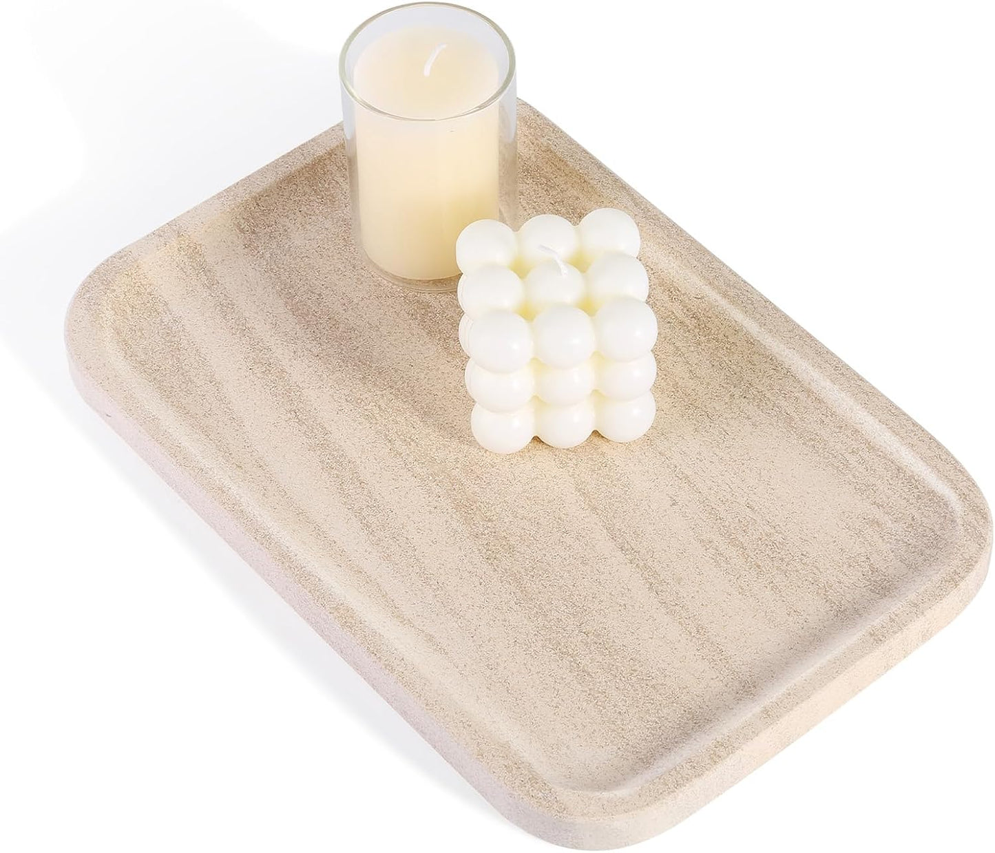 Marble Vanity Tray, Marble Bathroom Tray Countertop, Decorative Trays for Dresser Organizer, White Stone Storage Serving Trays for Kitchen, Perfume, Jewelry Cathall Holder