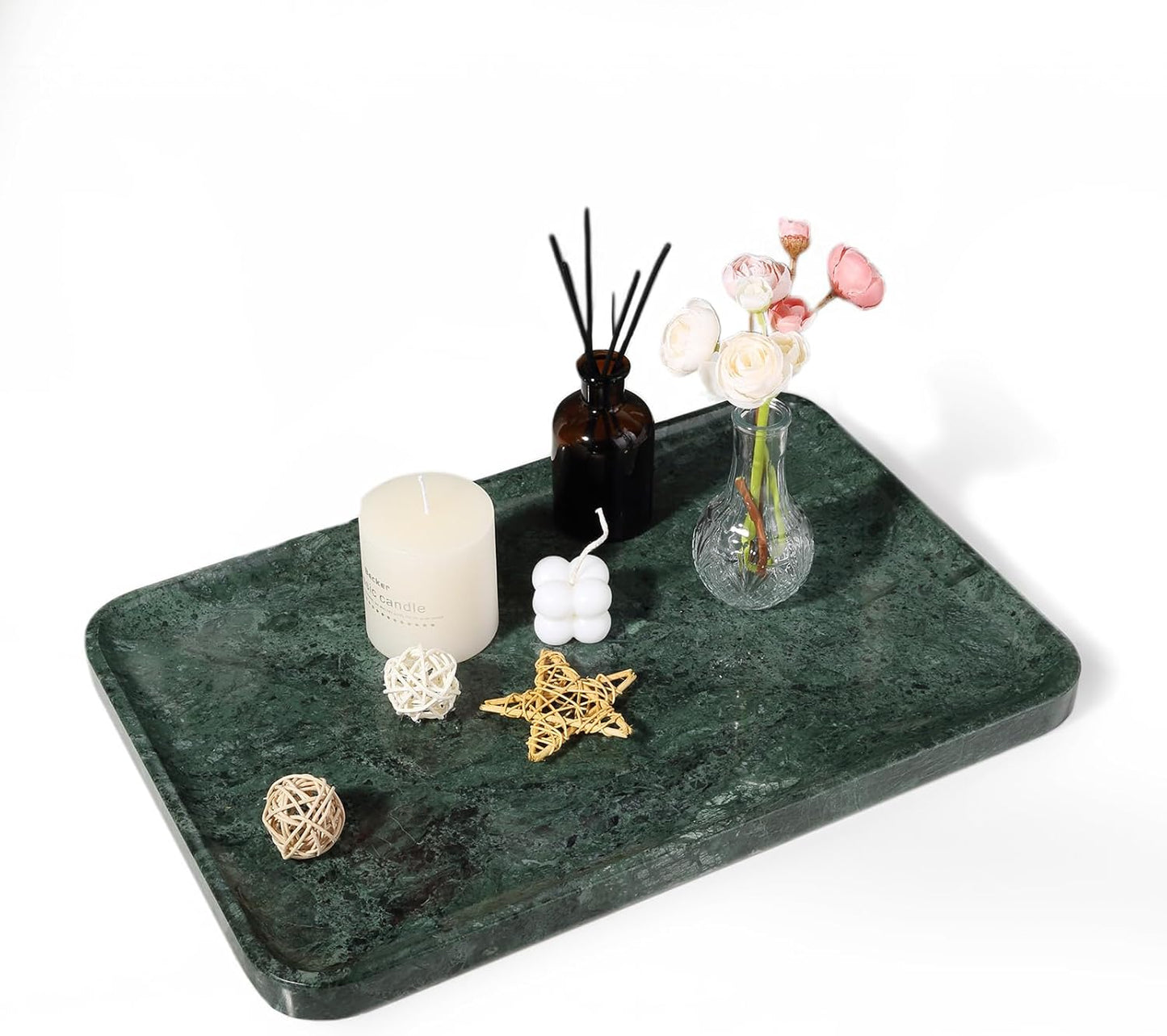 Travertine Vanity Tray, Stone Bathroom Tray for Countertop, Marble Decorative Dresser, Large Serving Trays for Kitchen Counter, Storage for Kitchen Sink, Perfume, Jewelry Holder