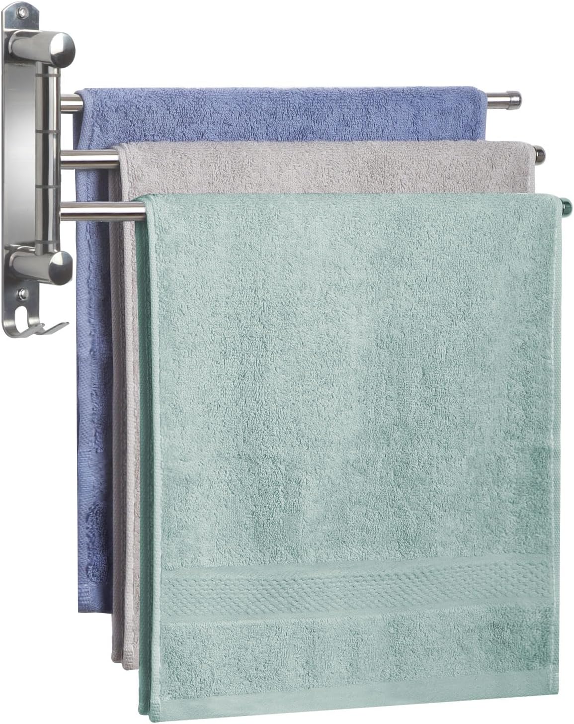 Bathroom Towel Rack JSVER 4 Arms Swivel Towel Holder, Towel Bar Wall Mounted, SUS304 Stainless Steel Space Saving Towel Rack, Towel Racks for Bathroom, Kitchen