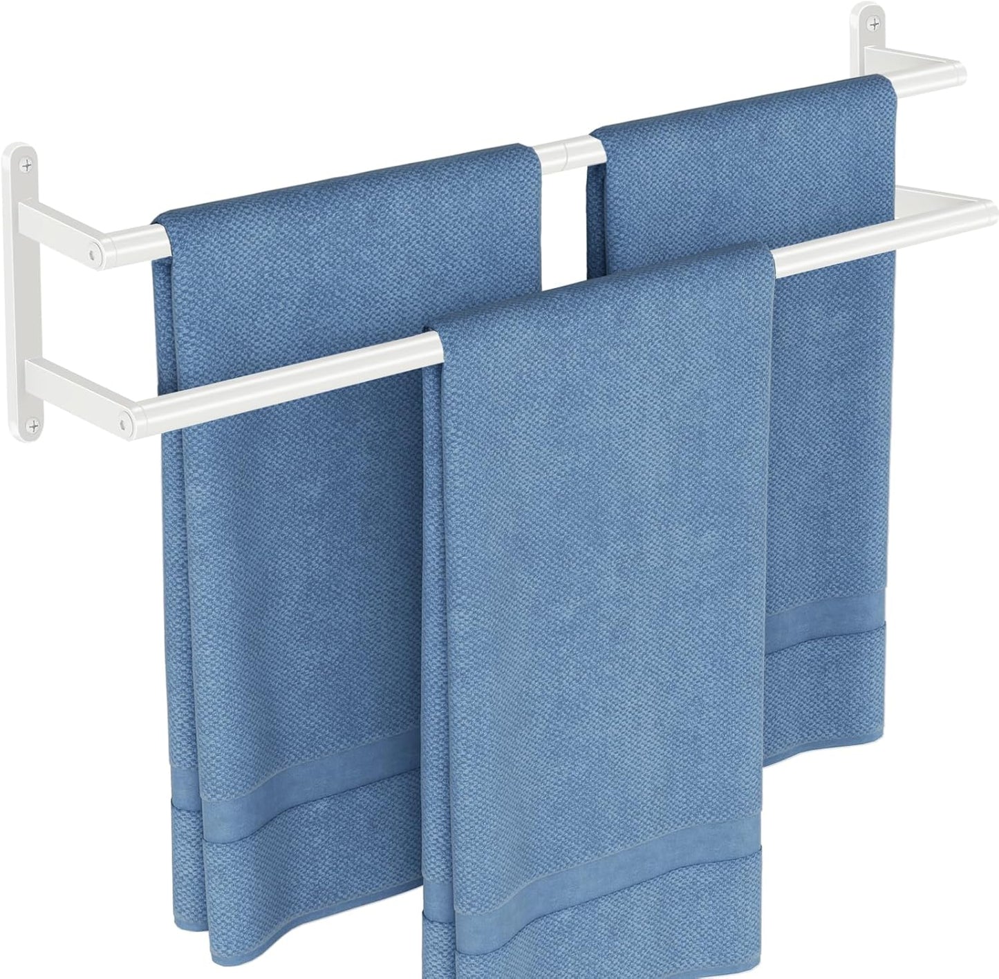 Double Towel Bar, 24Inch Towel Rack for Bathroom, Stainless Steel Double Bath Towel Bar, Wall Mounted Towel Holder, Double Towel Rod Towel Rail Hanger for Wall, Kitchen (Brush Nickel)
