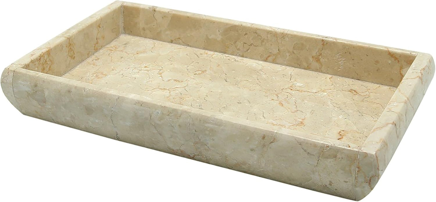 Creative Home Natural Java Marble Tray Handcrafted Stone Organizer for Bathroom Vanity Office Entryway Not Plastic Elegant Catchall for Skincare Jewelry Stationery, 6.5 x 16.5 x 1.5 H Inch