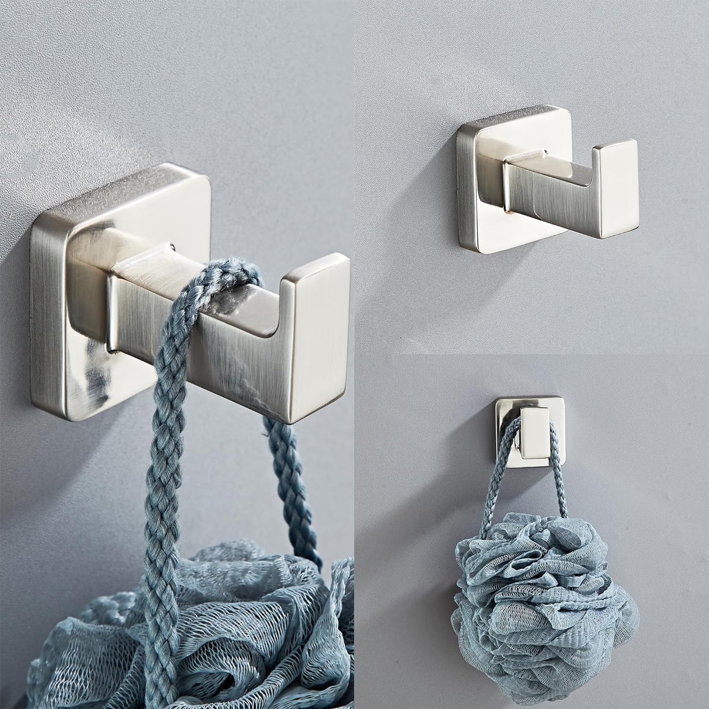 Brushed Nickel Bathroom Hardware Set 4 Pieces,Towel Bar Set Stainless Steel Wall Mounted, Includes 16In Hand Towel Bar, Towel Ring, Robe Towel Hooks,Toilet Paper Holder, Bathroom Towel Rack Set…
