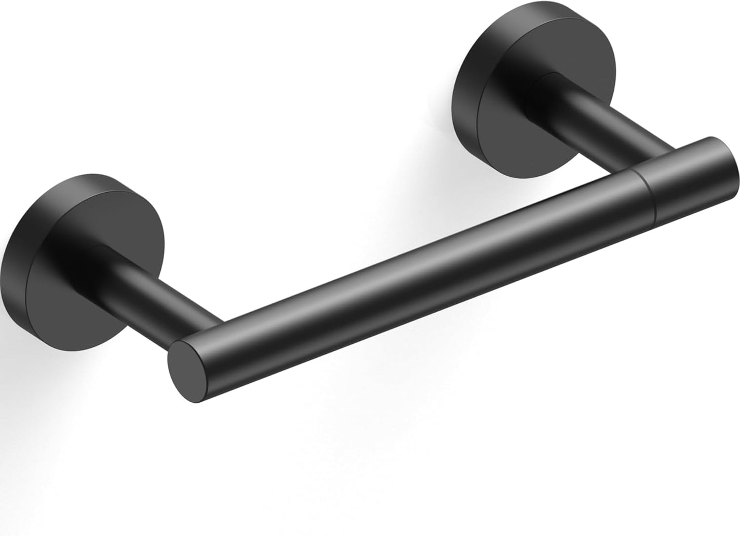 Toilet Paper Holder Stand, Modern Bathroom Free Standing Toilet Paper Roll Holder, Stainless Steel Tissue Rack, Rust-Proof & Heavy Stable Base (Matte Black)