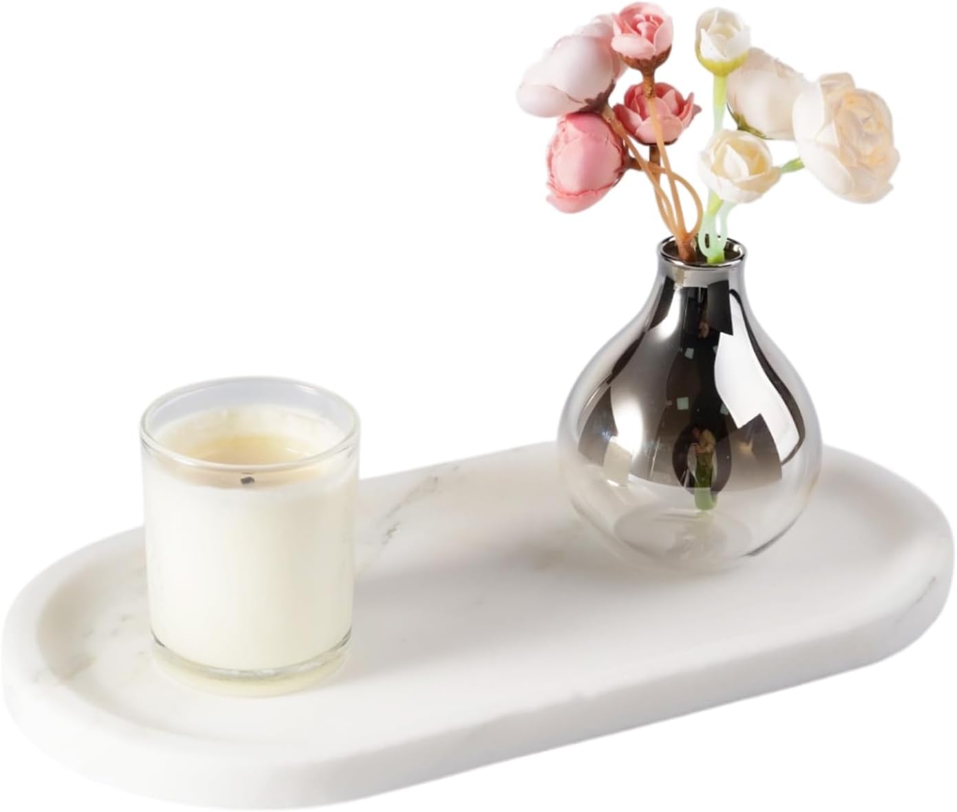 Koville Natural Decorative Marble Bathroom Tray, 12"x6" Calacatta Viola Marble Catchall Tray for Bathroom, Stone Perfume Trays Jewelry Dish for Dresser, Stone Storage Trays for Home Decor