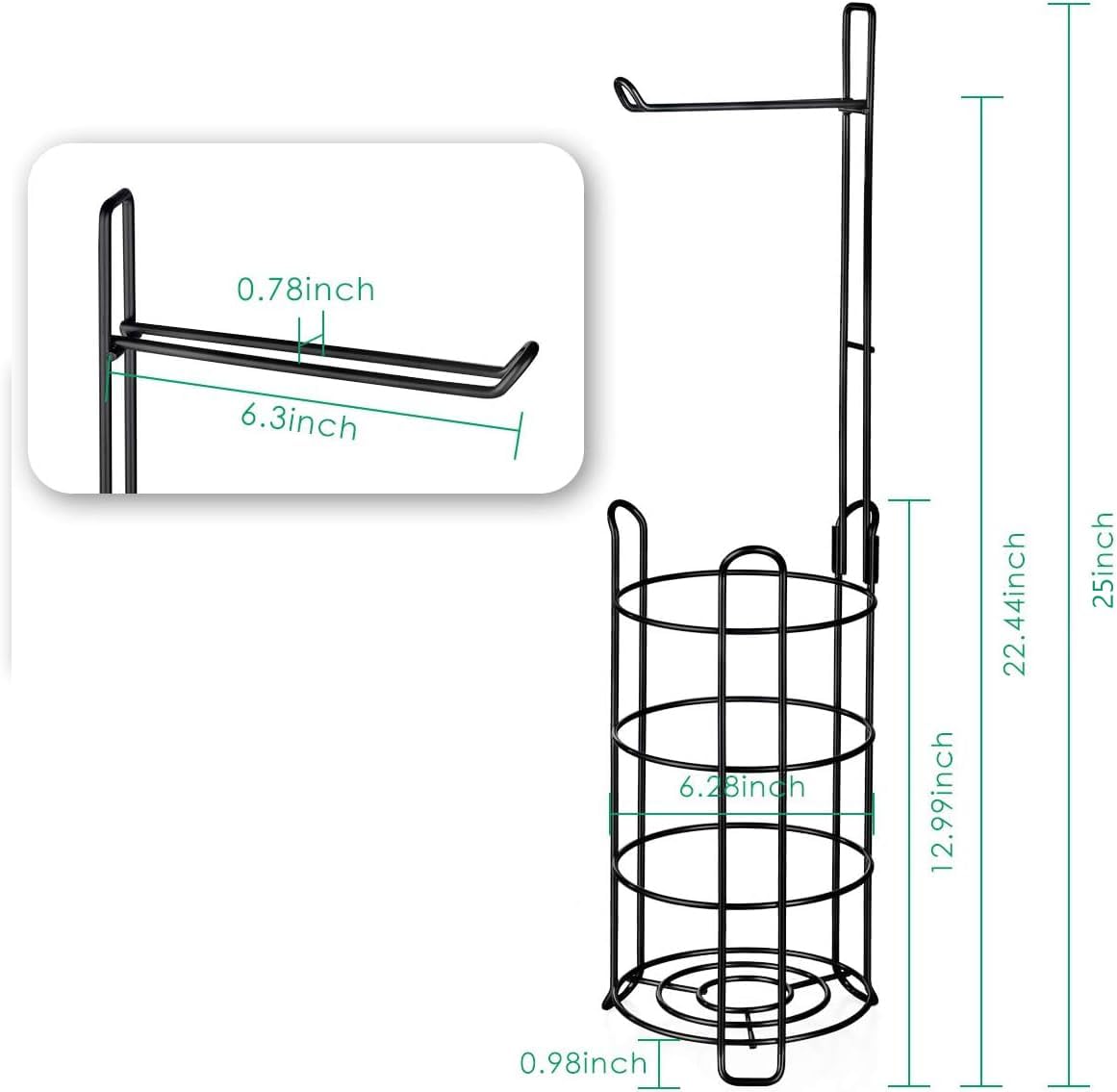 TomCare Toilet Paper Holder Toilet Paper Stand and Dispenser for 3 Spare Rolls Metal Wire Free-Standing Toilet Tissue Paper Roll Storage Shelf Bathroom Accessories Storage Organizer Black