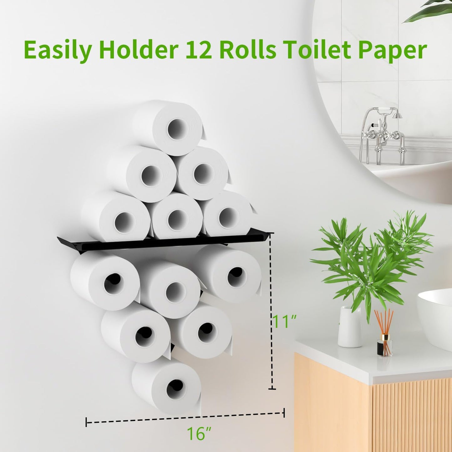 Toilet Paper Holder Rack, Funny Wall Mount Toilet Paper Storage for Extra 12 Rolls, Metal Wall Art Sculpture Bathroom Decor Tissue Holder Shelf