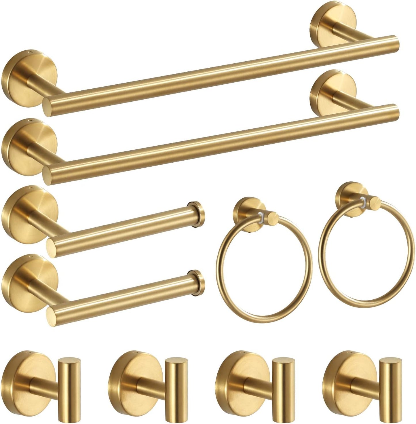 Bathroom Hardware Set 10 Pieces, Stainless Steel Towel Bar Set Includes 16 inch Towel Bar, Towel Hook, Towel Ring Toilet Paper Holder