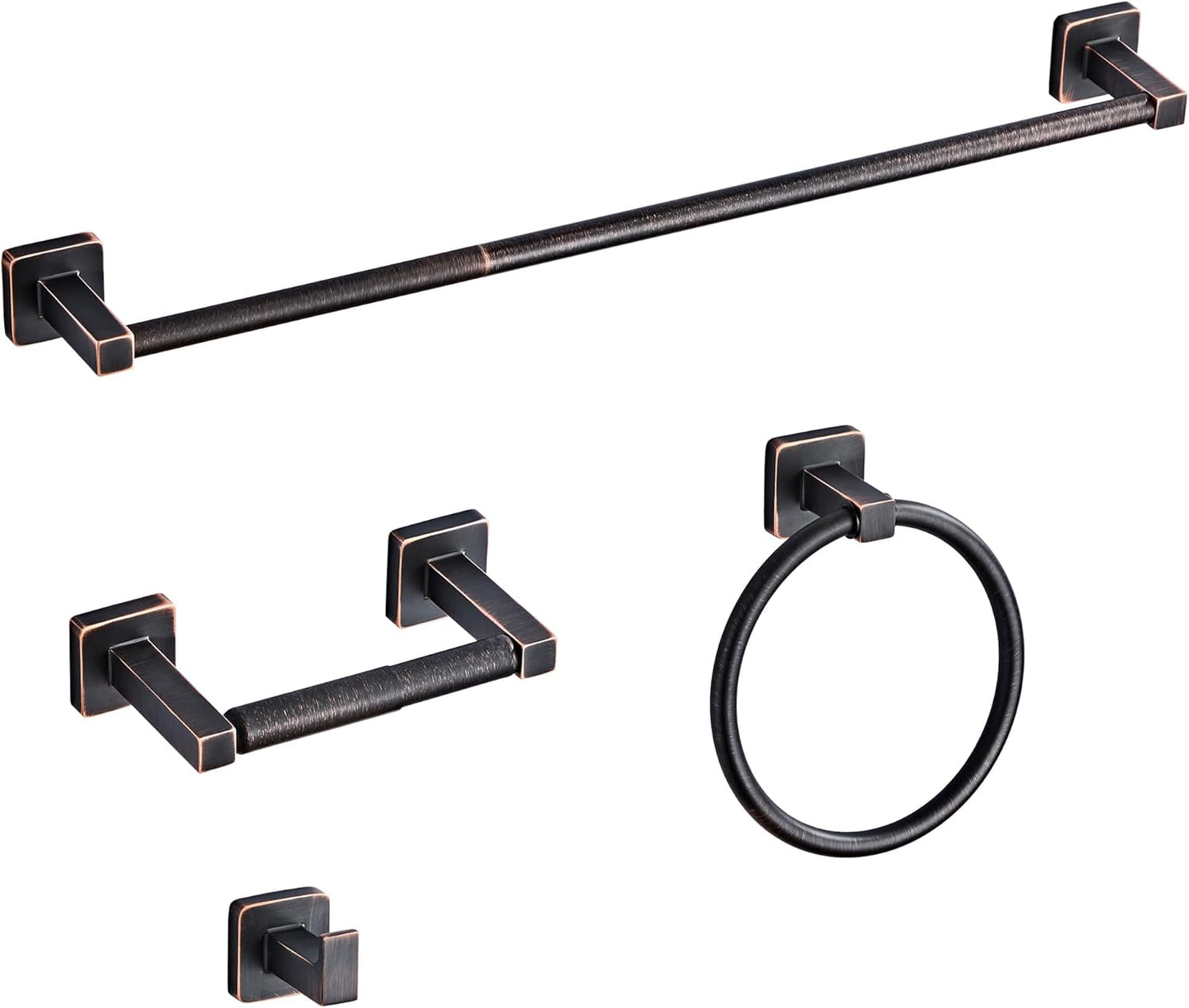 Brushed Nickel Bathroom Hardware Set 4 Pieces,Towel Bar Set Stainless Steel Wall Mounted, Includes 16In Hand Towel Bar, Towel Ring, Robe Towel Hooks,Toilet Paper Holder, Bathroom Towel Rack Set…
