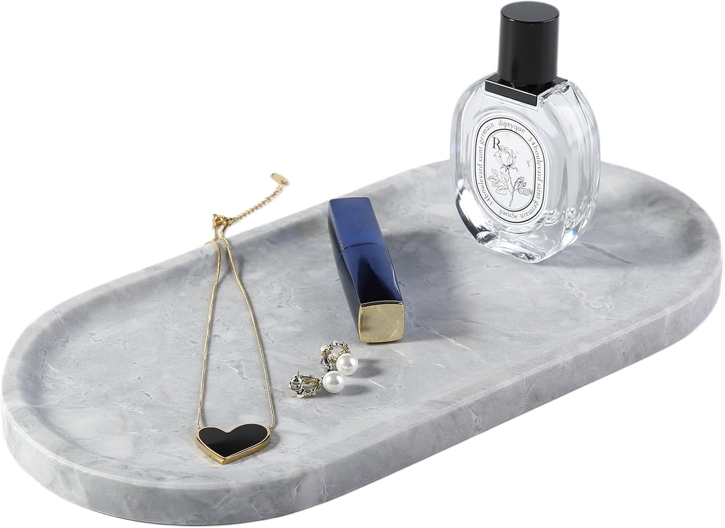 Koville Natural Decorative Marble Bathroom Tray, 12"x6" Calacatta Viola Marble Catchall Tray for Bathroom, Stone Perfume Trays Jewelry Dish for Dresser, Stone Storage Trays for Home Decor