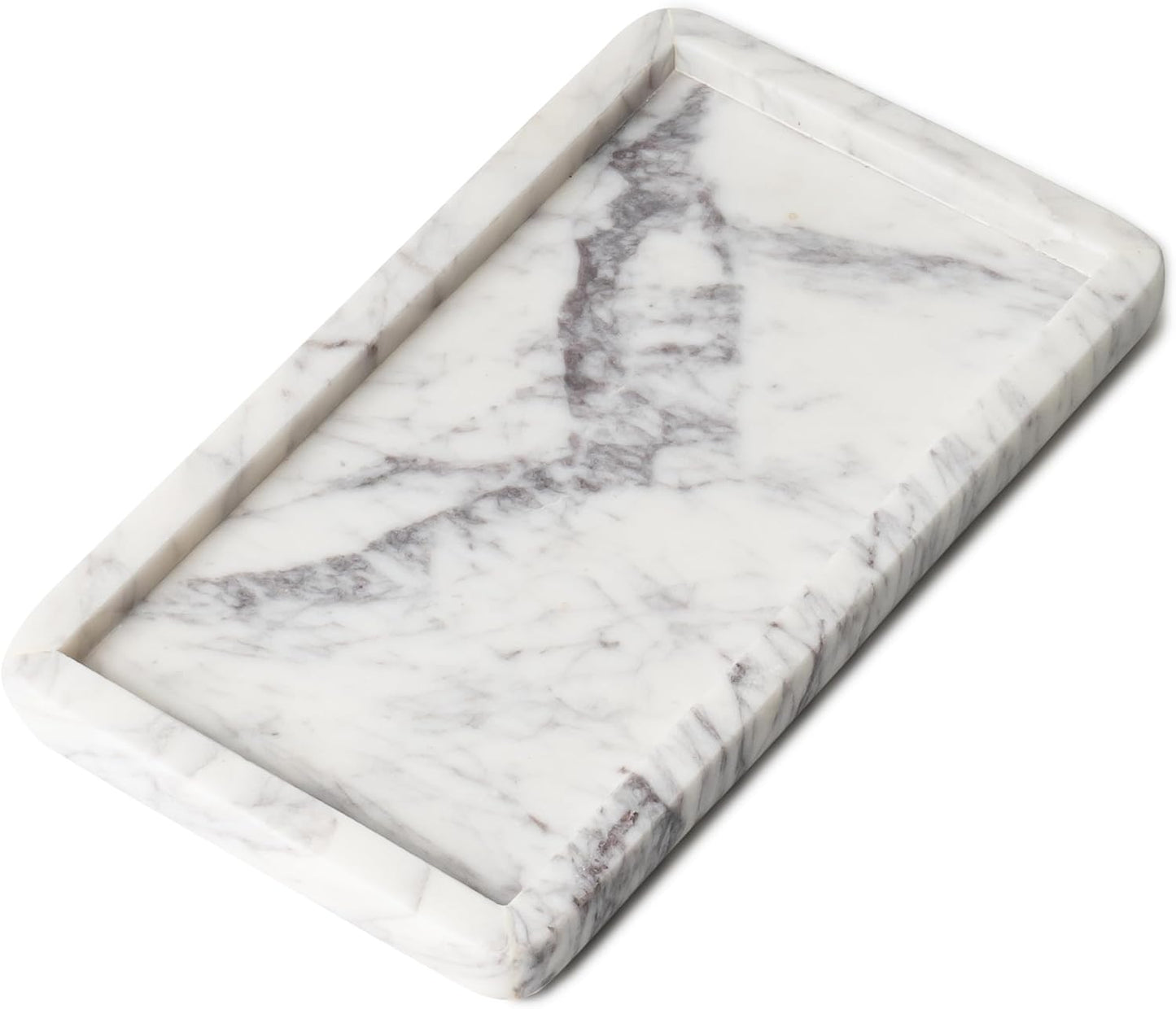 Cork & Mill Green Marble Tray for Bathroom Countertop, Kitchen Counter, or Catchall - 13" x 7½" Large Vanity Tray for Skincare or Perfume - Handcrafted Natural Marble Stone Organizer