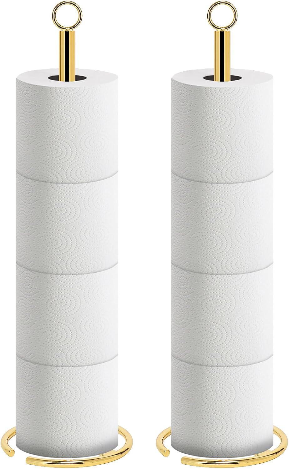NearMoon Bath Toilet Paper Holder Stand, Free Standing Tissue Paper Storage with Reserve, Space Toilet 4 Rolls Holder for Bathroom/Kitchen Countertop-All Metal (1 Pack, Matte Black)
