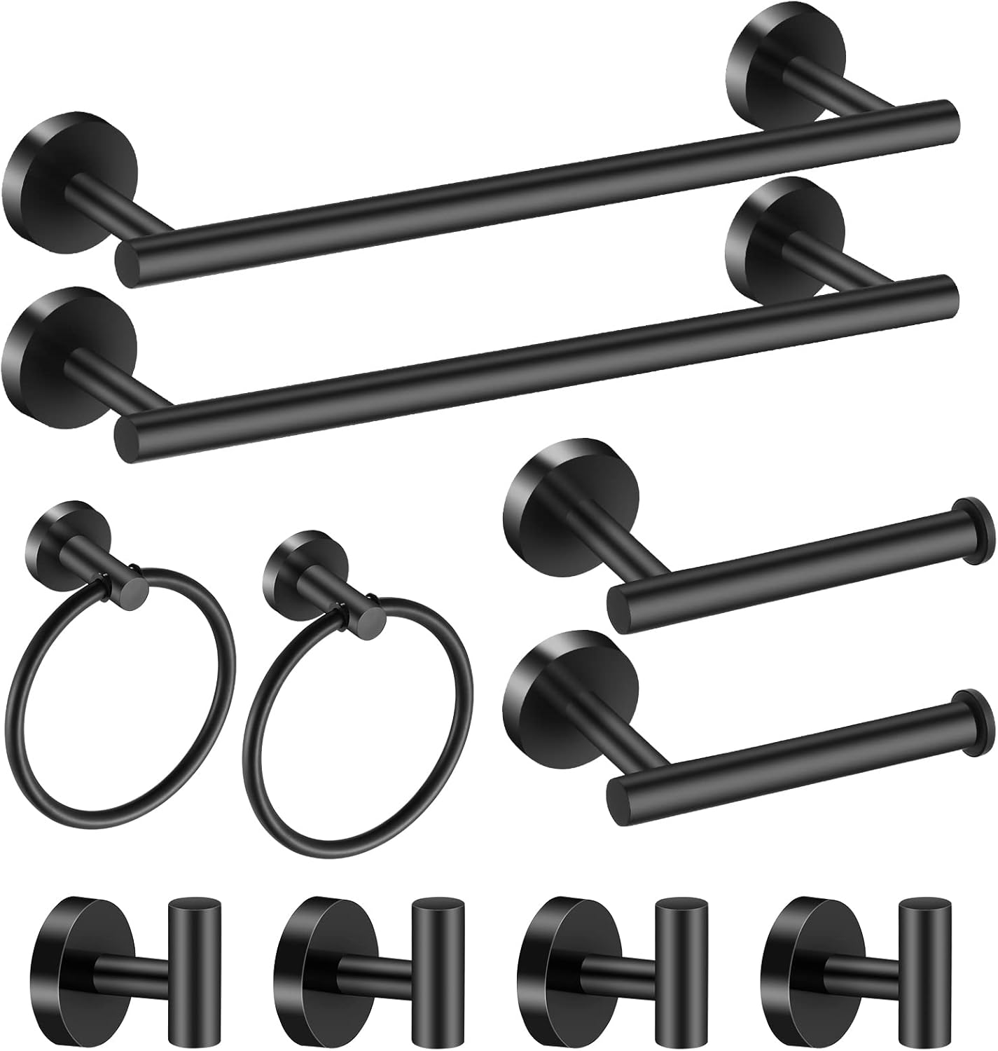 Bathroom Hardware Set 10 Pieces, Stainless Steel Towel Bar Set Includes 16 inch Towel Bar, Towel Hook, Towel Ring Toilet Paper Holder