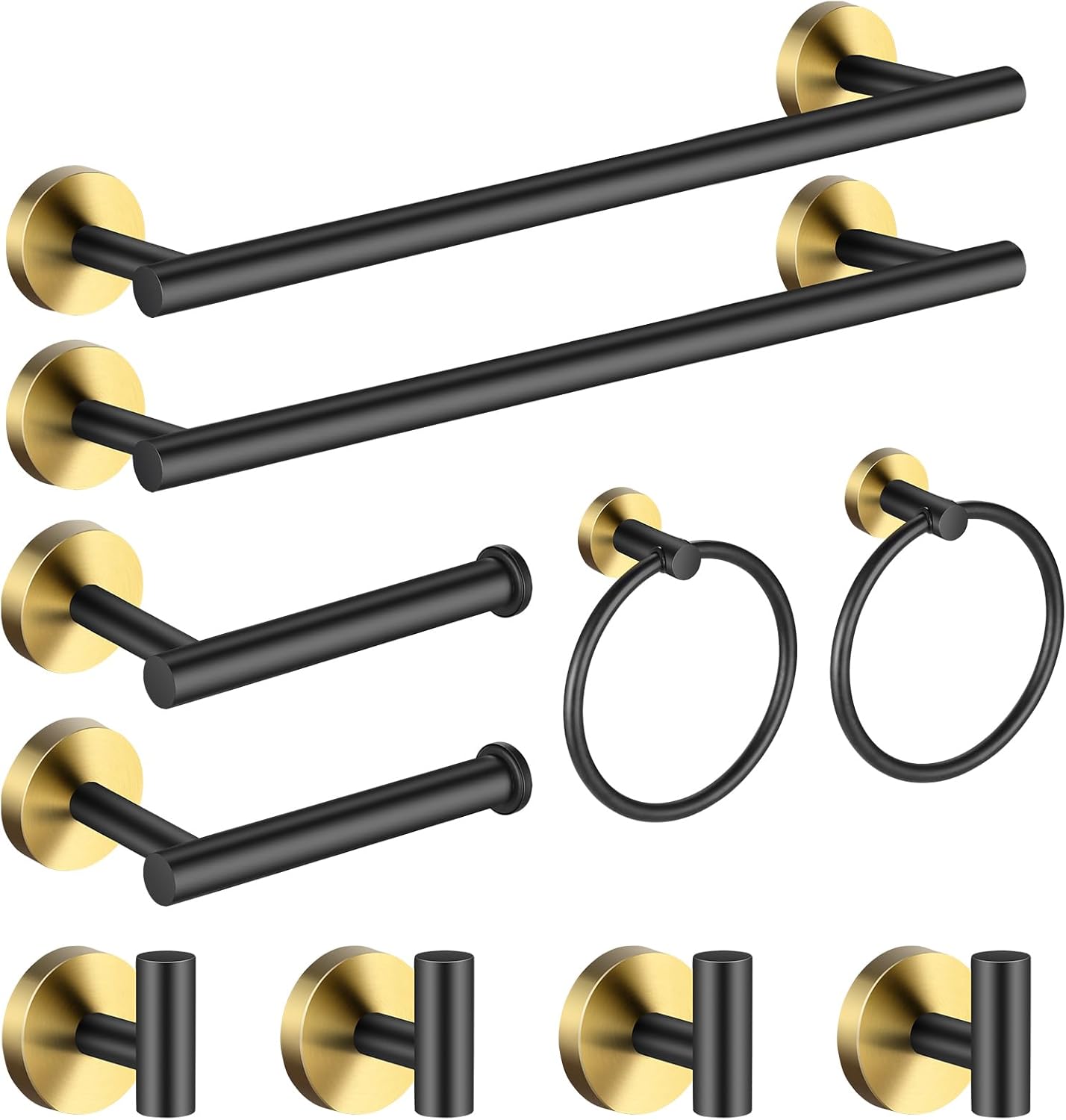 Bathroom Hardware Set 10 Pieces, Stainless Steel Towel Bar Set Includes 16 inch Towel Bar, Towel Hook, Towel Ring Toilet Paper Holder