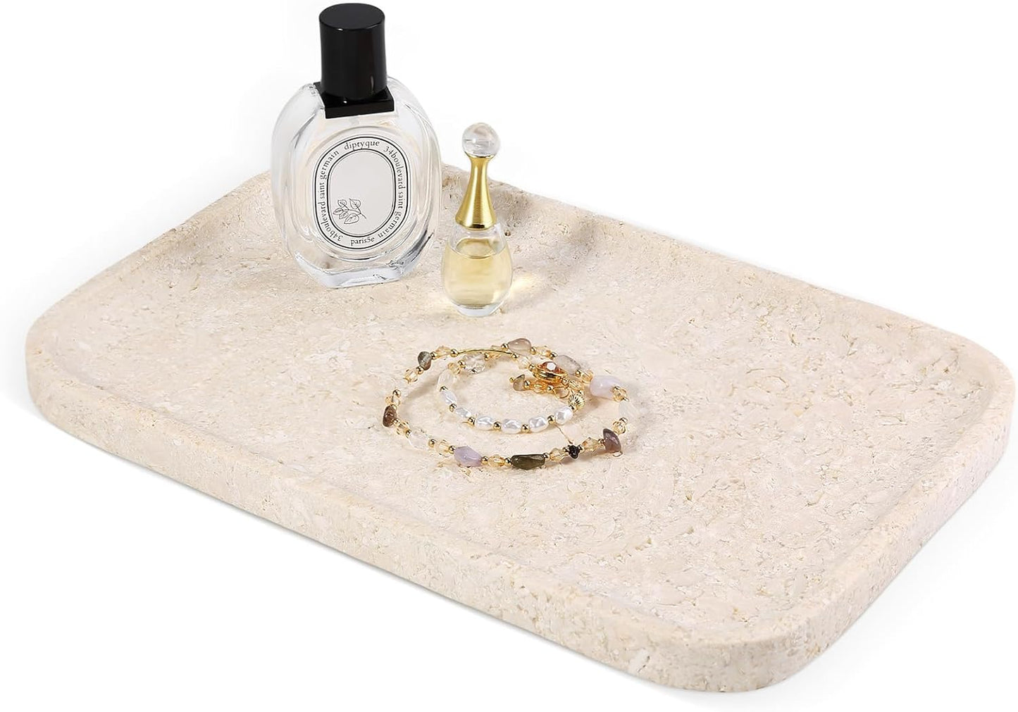 Marble Vanity Tray, Marble Bathroom Tray Countertop, Decorative Trays for Dresser Organizer, White Stone Storage Serving Trays for Kitchen, Perfume, Jewelry Cathall Holder