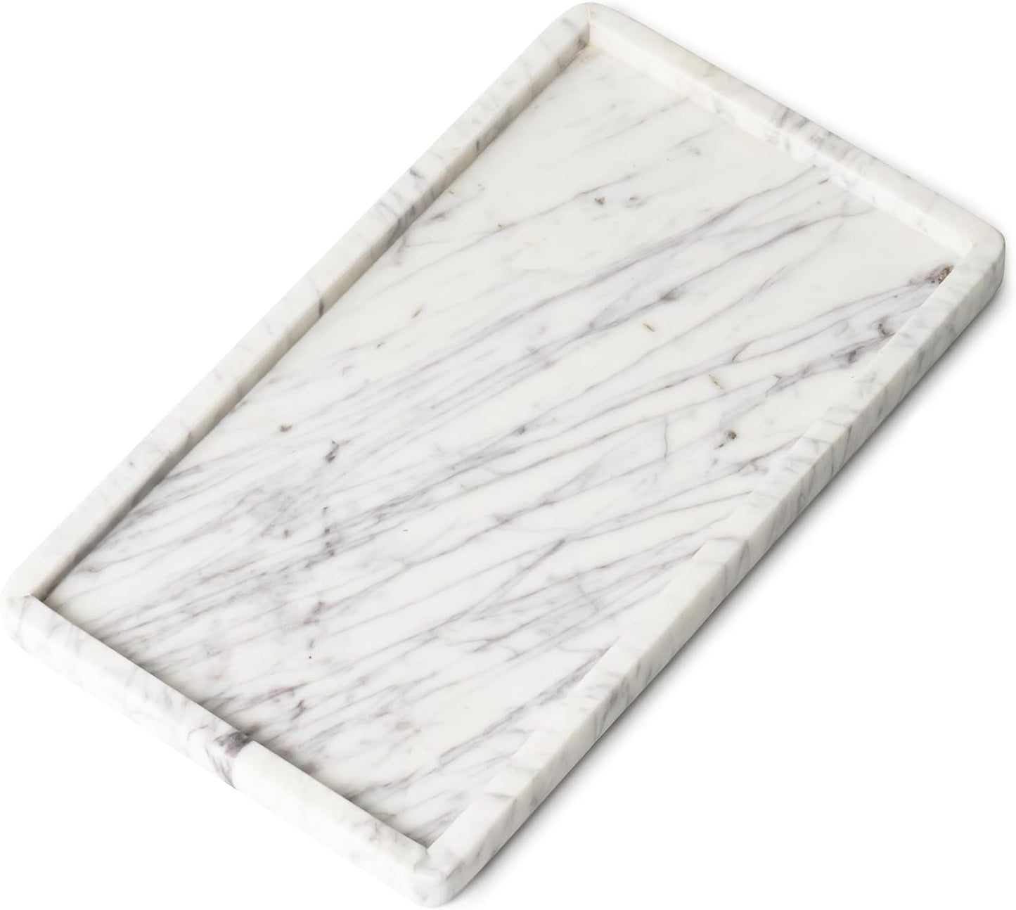 Cork & Mill Green Marble Tray for Bathroom Countertop, Kitchen Counter, or Catchall - 13" x 7½" Large Vanity Tray for Skincare or Perfume - Handcrafted Natural Marble Stone Organizer