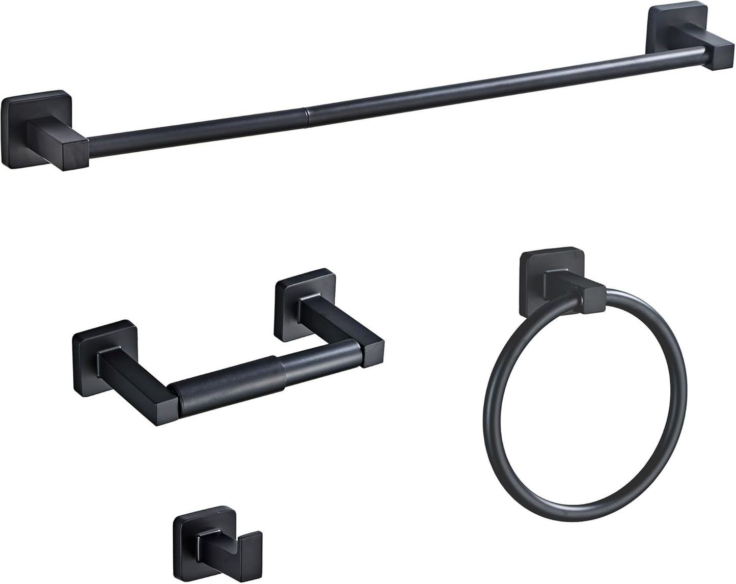 Brushed Nickel Bathroom Hardware Set 4 Pieces,Towel Bar Set Stainless Steel Wall Mounted, Includes 16In Hand Towel Bar, Towel Ring, Robe Towel Hooks,Toilet Paper Holder, Bathroom Towel Rack Set…