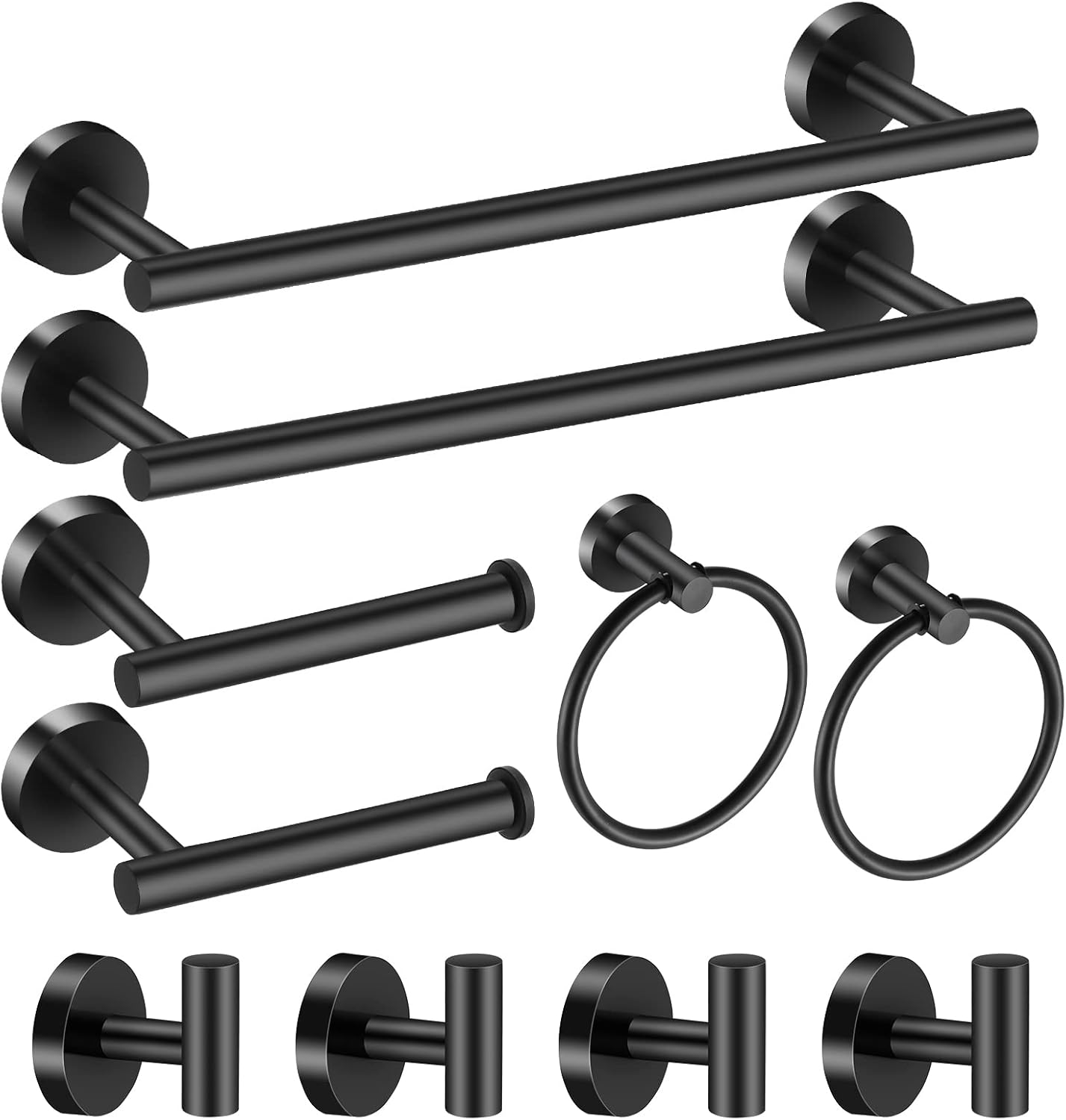 Bathroom Hardware Set 10 Pieces, Stainless Steel Towel Bar Set Includes 16 inch Towel Bar, Towel Hook, Towel Ring Toilet Paper Holder