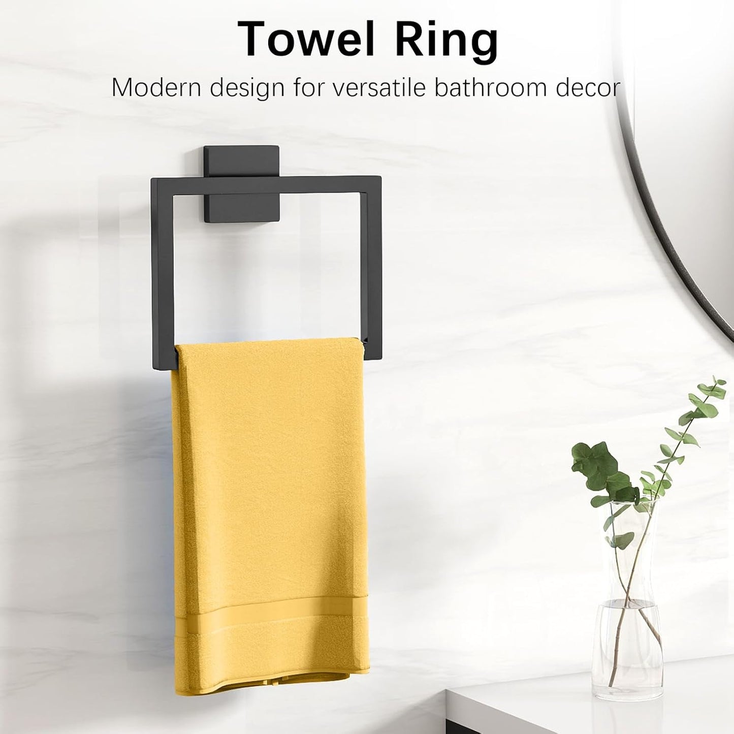 Bathroom Hardware Accessories Set, 10 Piece Black Towel Bar Set Stainless Steel, Towel Racks for Bathroom Wall Mounted Towel Holder Set, 24 inch