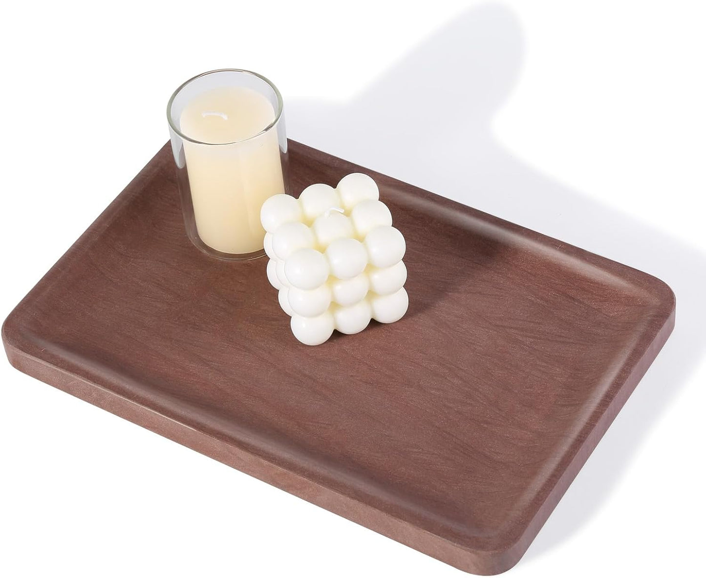 Marble Vanity Tray, Marble Bathroom Tray Countertop, Decorative Trays for Dresser Organizer, White Stone Storage Serving Trays for Kitchen, Perfume, Jewelry Cathall Holder