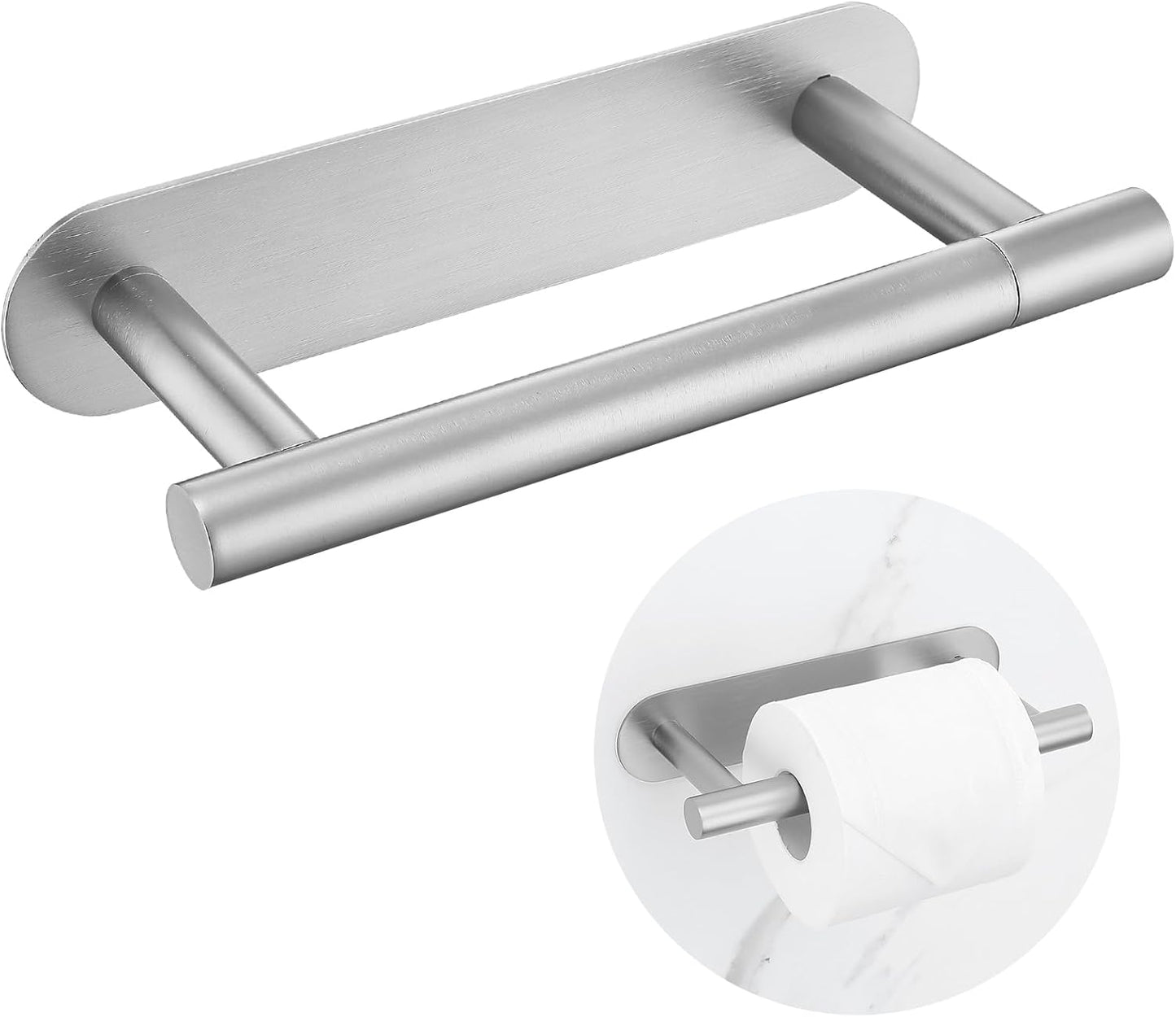Brushed Gold Toilet Paper Holder, Upgraded SUS304 Stainless Steel Toilet Roll Holder, Modern Double Base Paper Towel Holder Wall Mount for Bathroom, Kitchen, Washroom