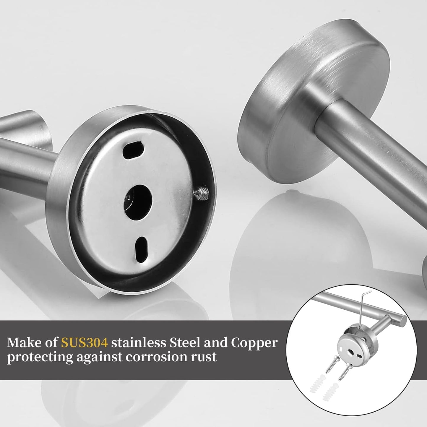 Bathroom Hardware Set 10 Pieces, Stainless Steel Towel Bar Set Includes 16 inch Towel Bar, Towel Hook, Towel Ring Toilet Paper Holder