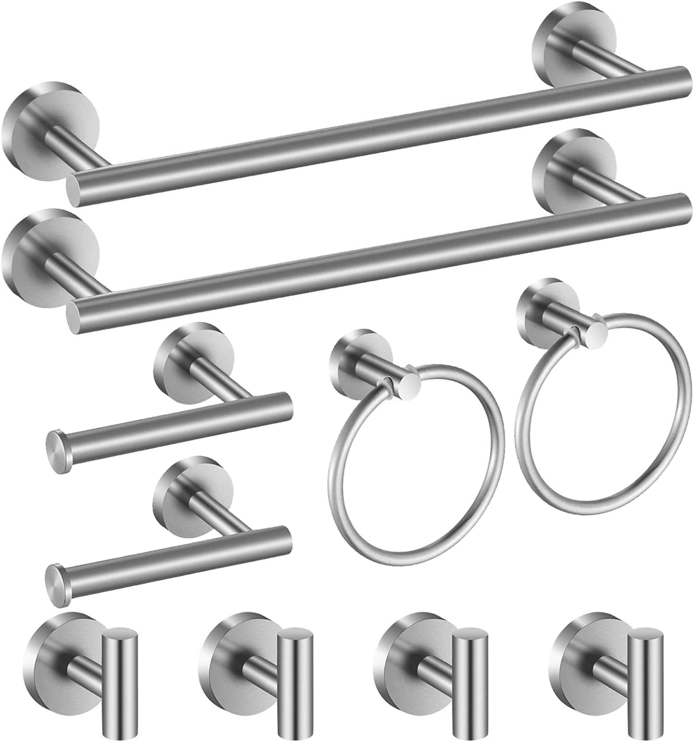 Bathroom Hardware Set 10 Pieces, Stainless Steel Towel Bar Set Includes 16 inch Towel Bar, Towel Hook, Towel Ring Toilet Paper Holder