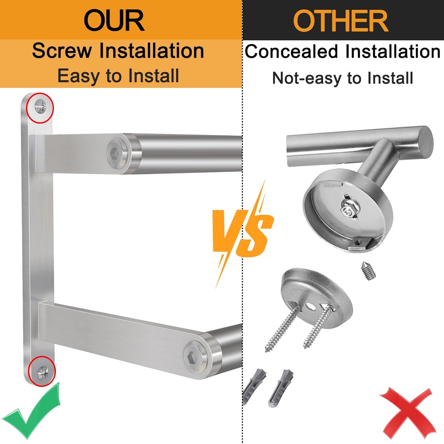 Double Towel Bar, 24Inch Towel Rack for Bathroom, Stainless Steel Double Bath Towel Bar, Wall Mounted Towel Holder, Double Towel Rod Towel Rail Hanger for Wall, Kitchen (Brush Nickel)