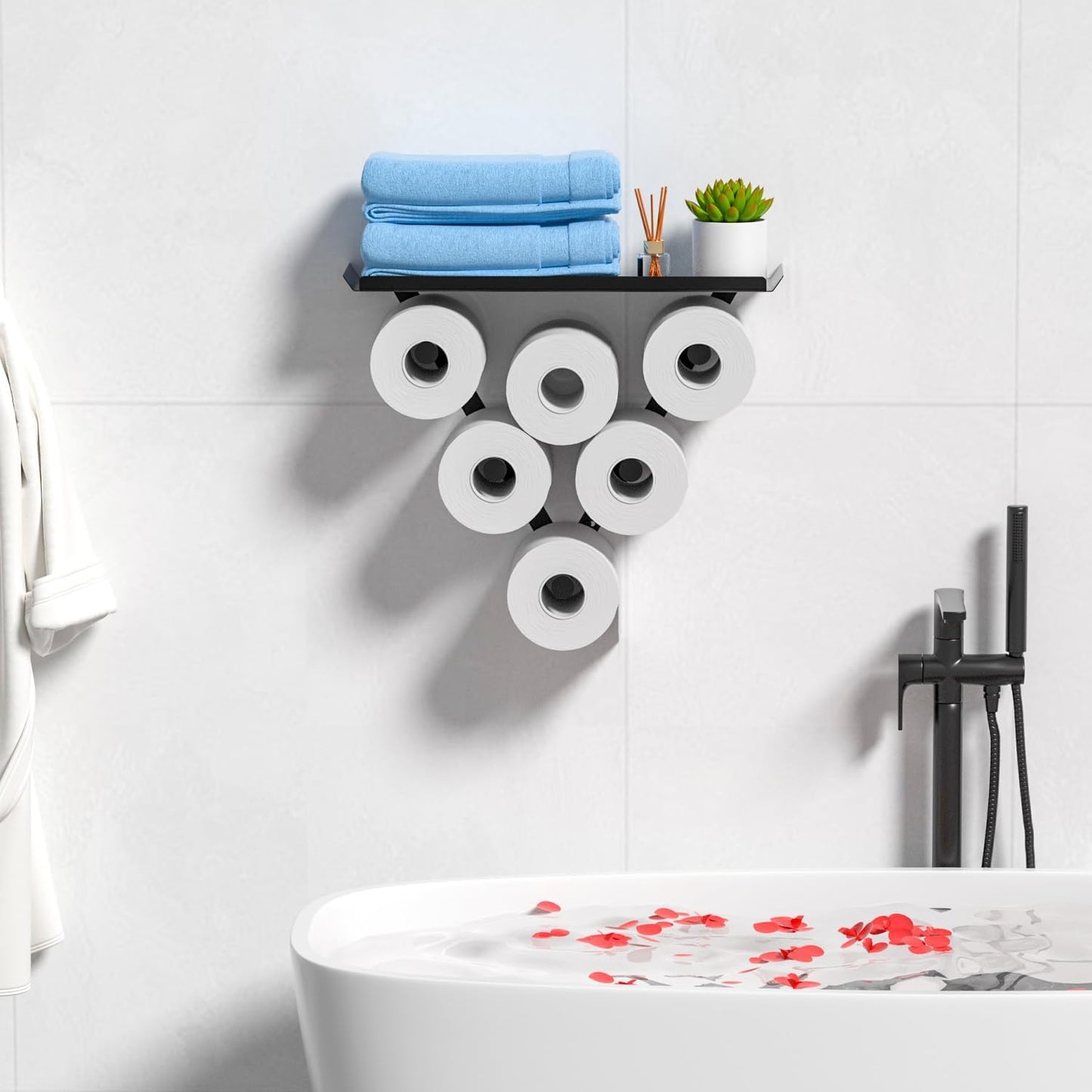 Toilet Paper Holder Rack, Funny Wall Mount Toilet Paper Storage for Extra 12 Rolls, Metal Wall Art Sculpture Bathroom Decor Tissue Holder Shelf