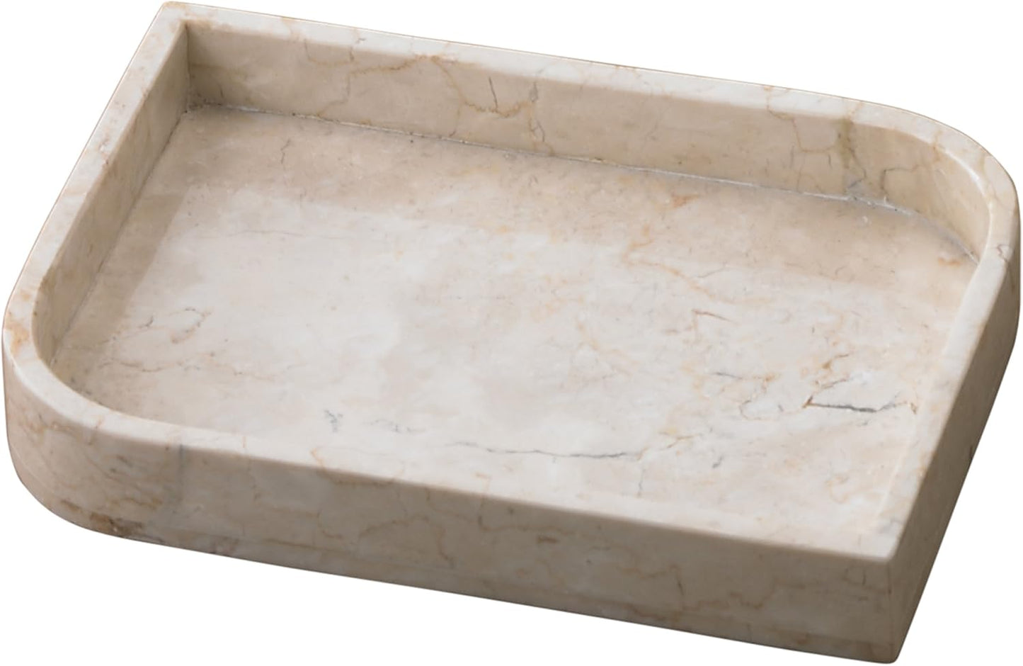 Creative Home Natural Java Marble Tray Handcrafted Stone Organizer for Bathroom Vanity Office Entryway Not Plastic Elegant Catchall for Skincare Jewelry Stationery, 6.5 x 16.5 x 1.5 H Inch